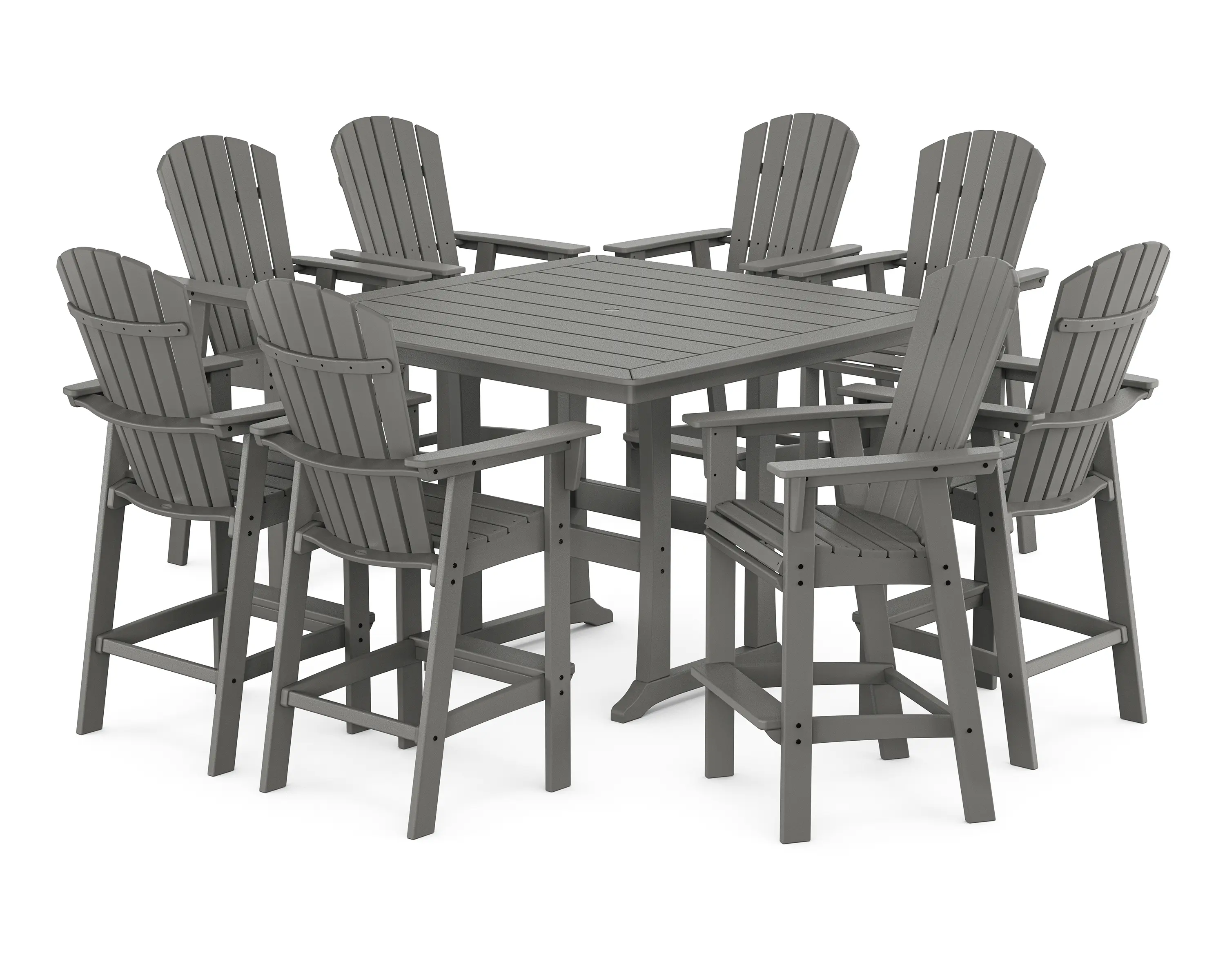 POLYWOOD Nautical Curveback Adirondack Swivel Bar Set - Thumbnail 4