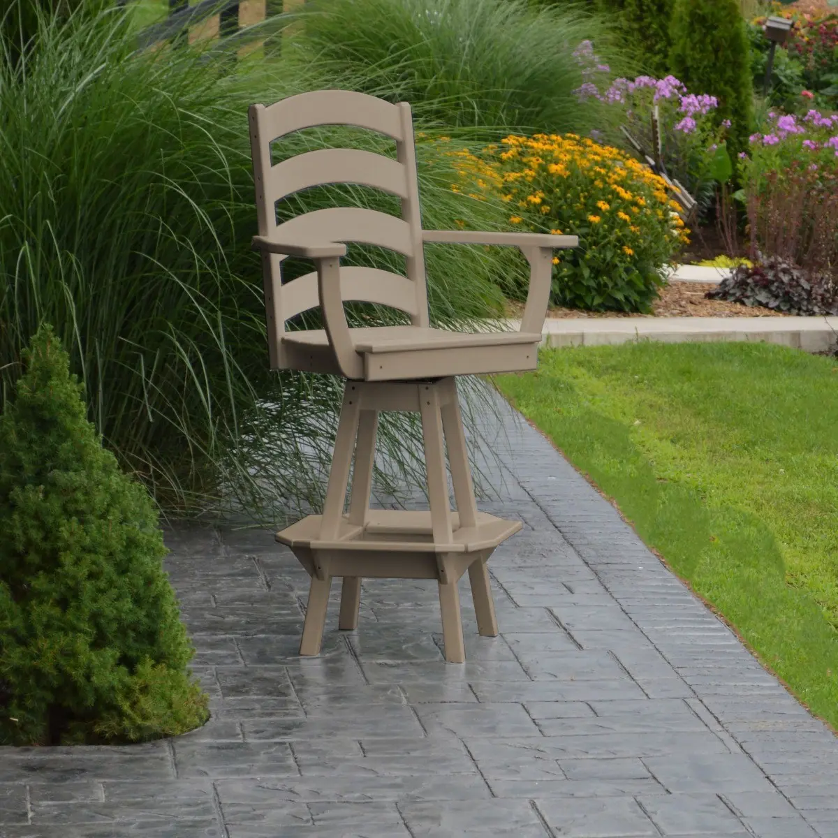 A&L Furniture Ladderback Swivel Bar Chair - Thumbnail 3