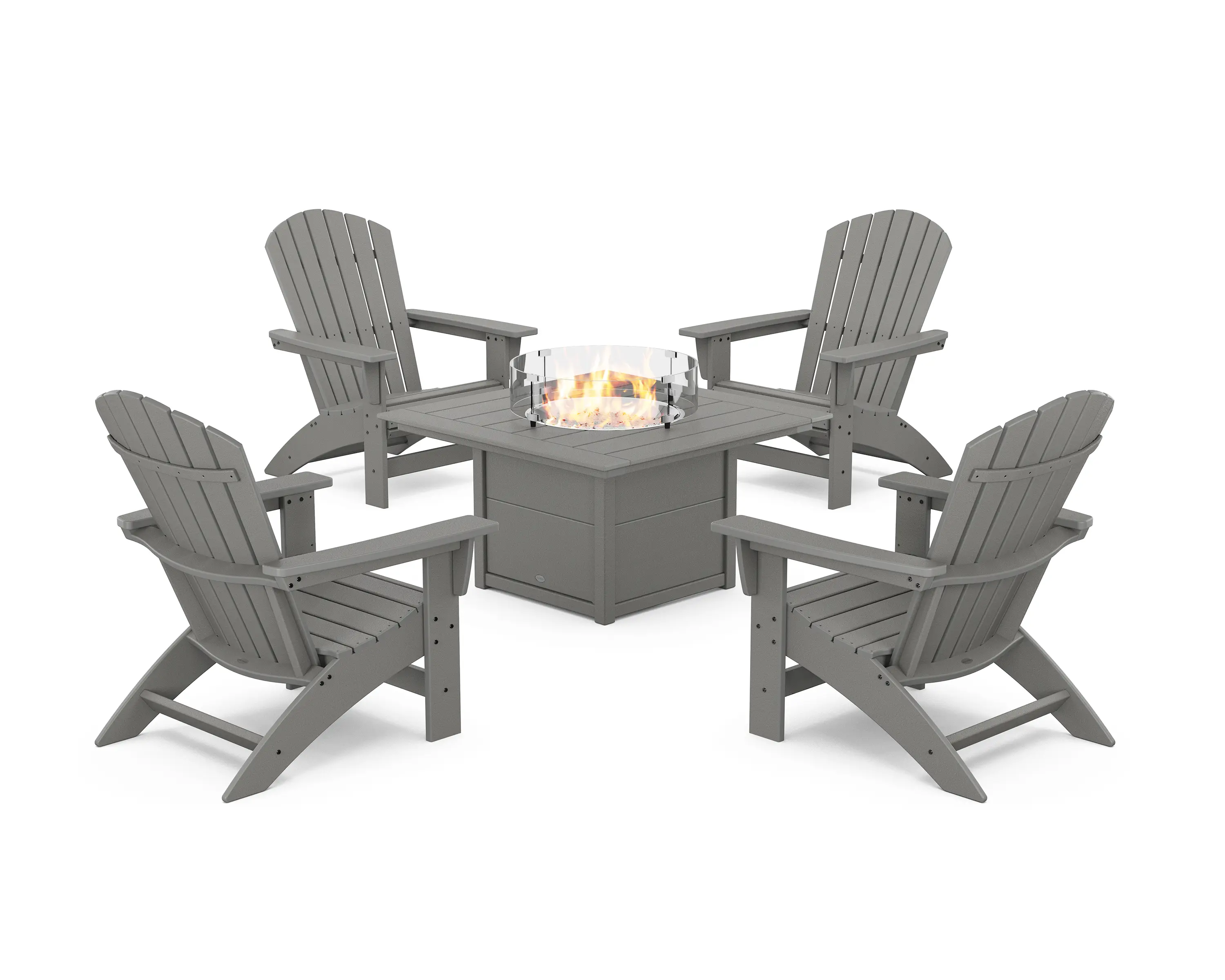 POLYWOOD Vineyard Adirondack Conversation Set with Fire Pit Table - Thumbnail 4