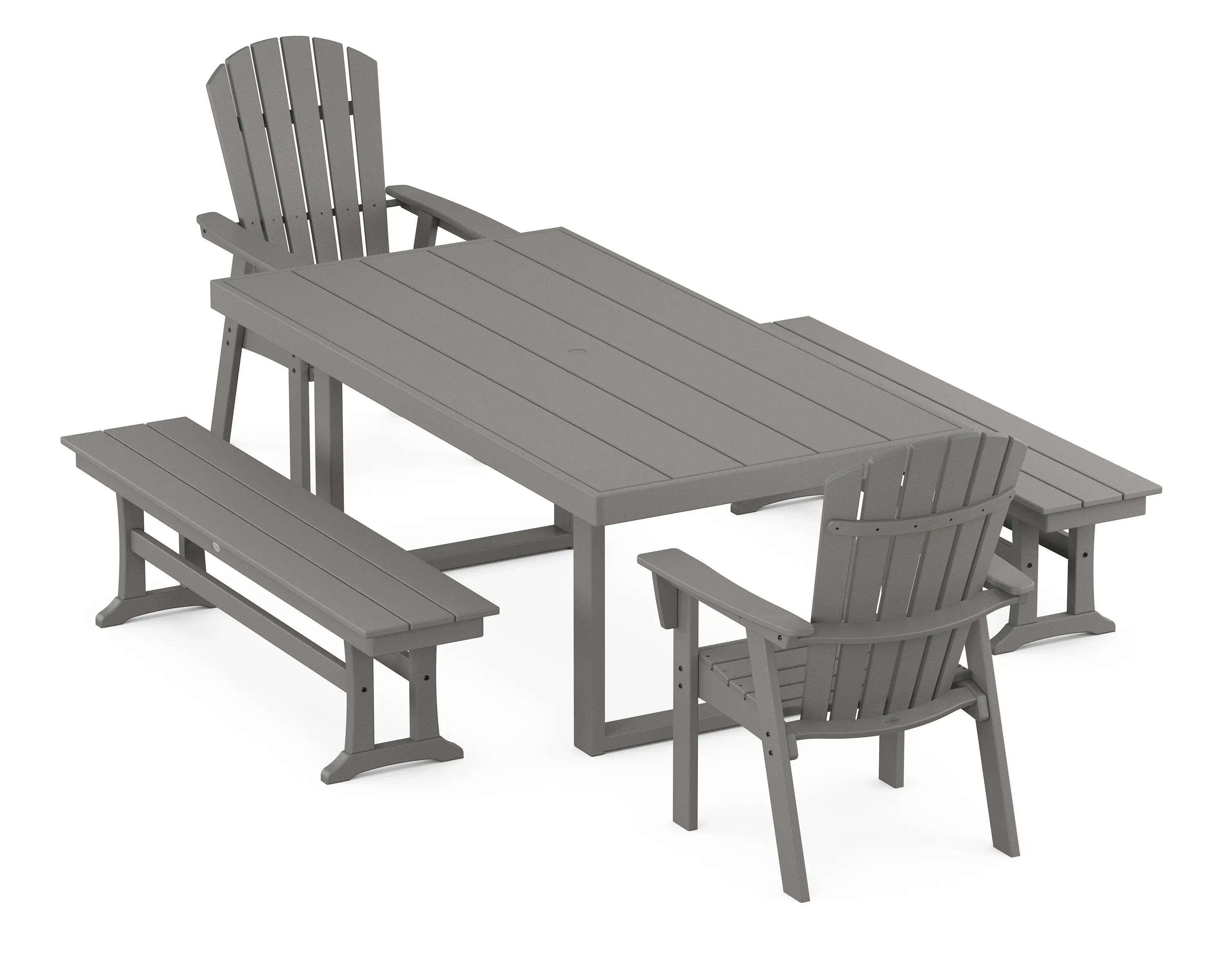 POLYWOOD Nautical Curveback Adirondack Dining Set