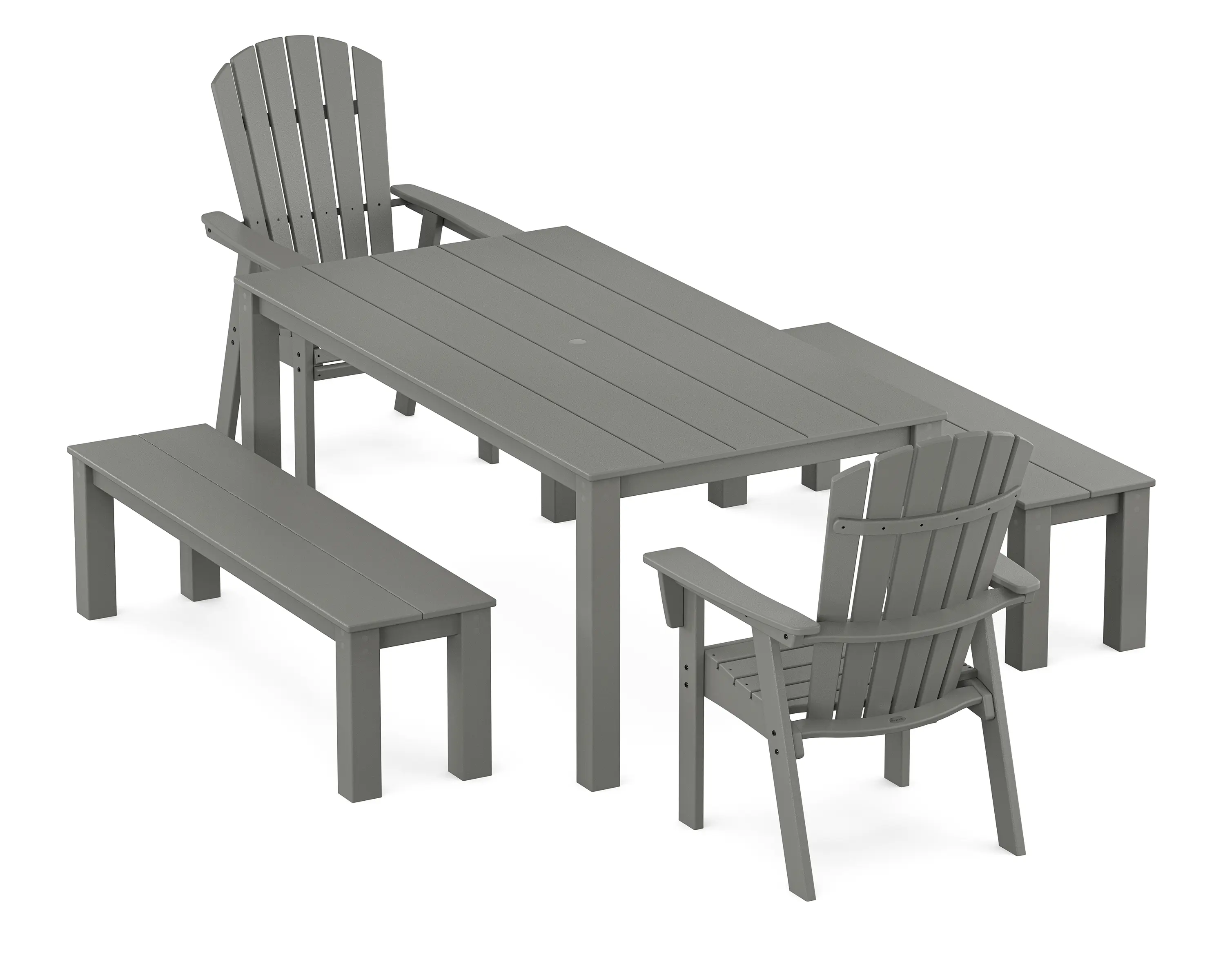 POLYWOOD Nautical Curveback Adirondack Dining Set - Thumbnail 2