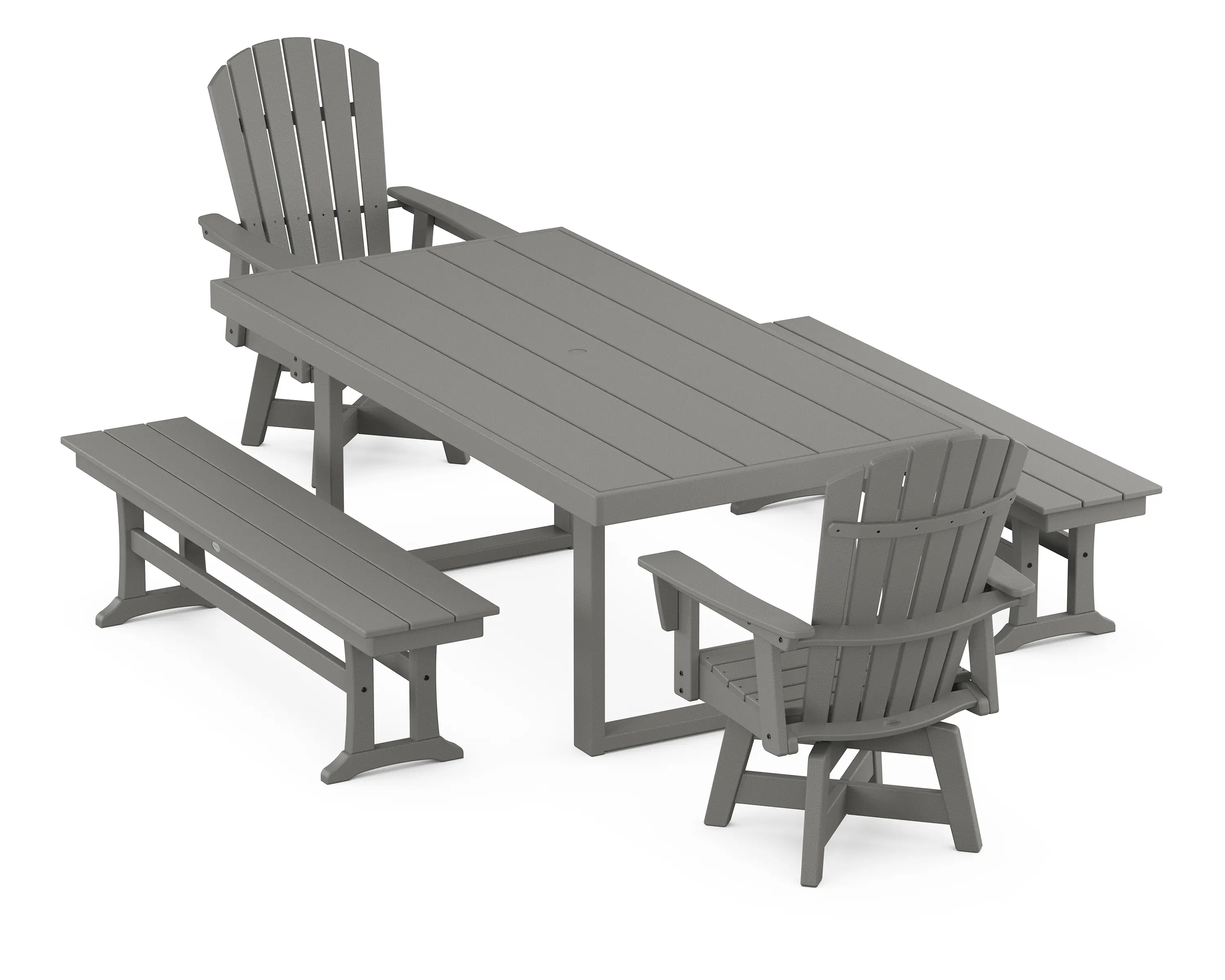 POLYWOOD Nautical Curveback Adirondack Dining Set - Thumbnail 3