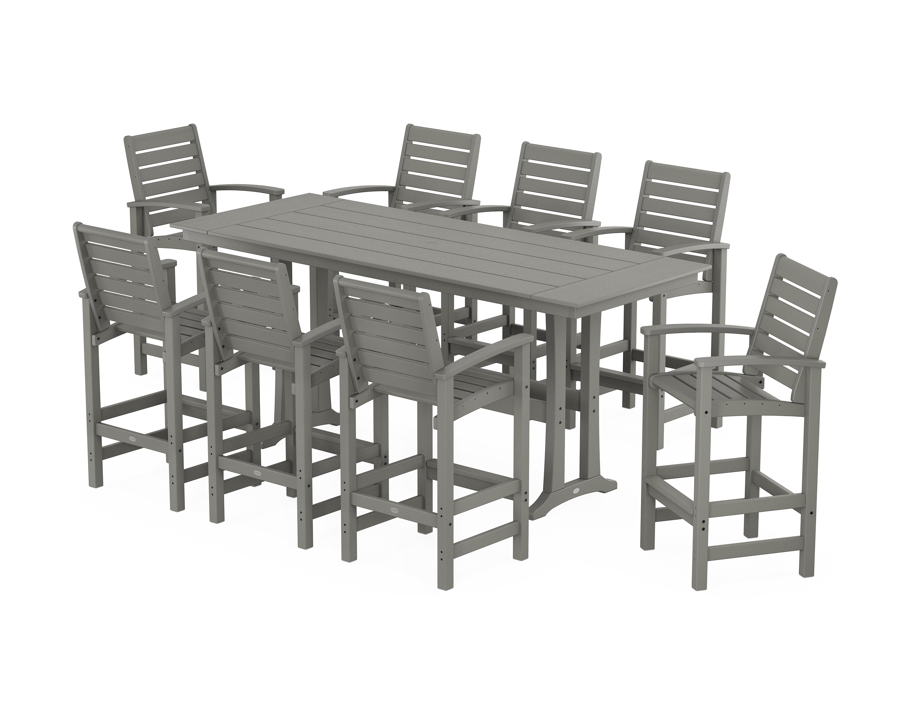POLYWOOD Signature 9-Piece Farmhouse Bar Set with Trestle Legs