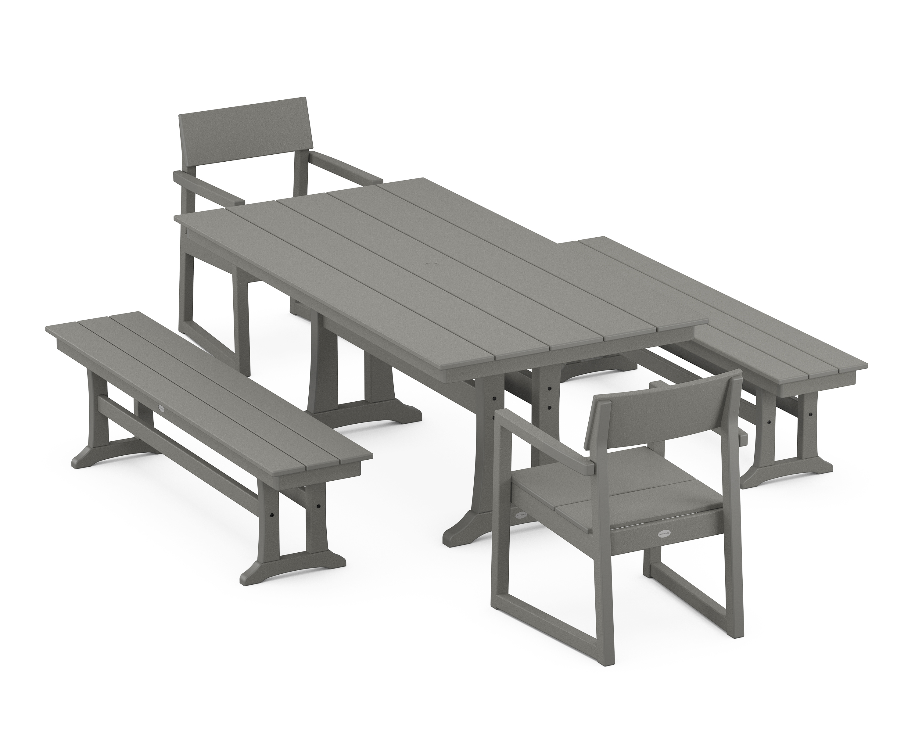 POLYWOOD EDGE 5-Piece Farmhouse Dining Set With Trestle Legs