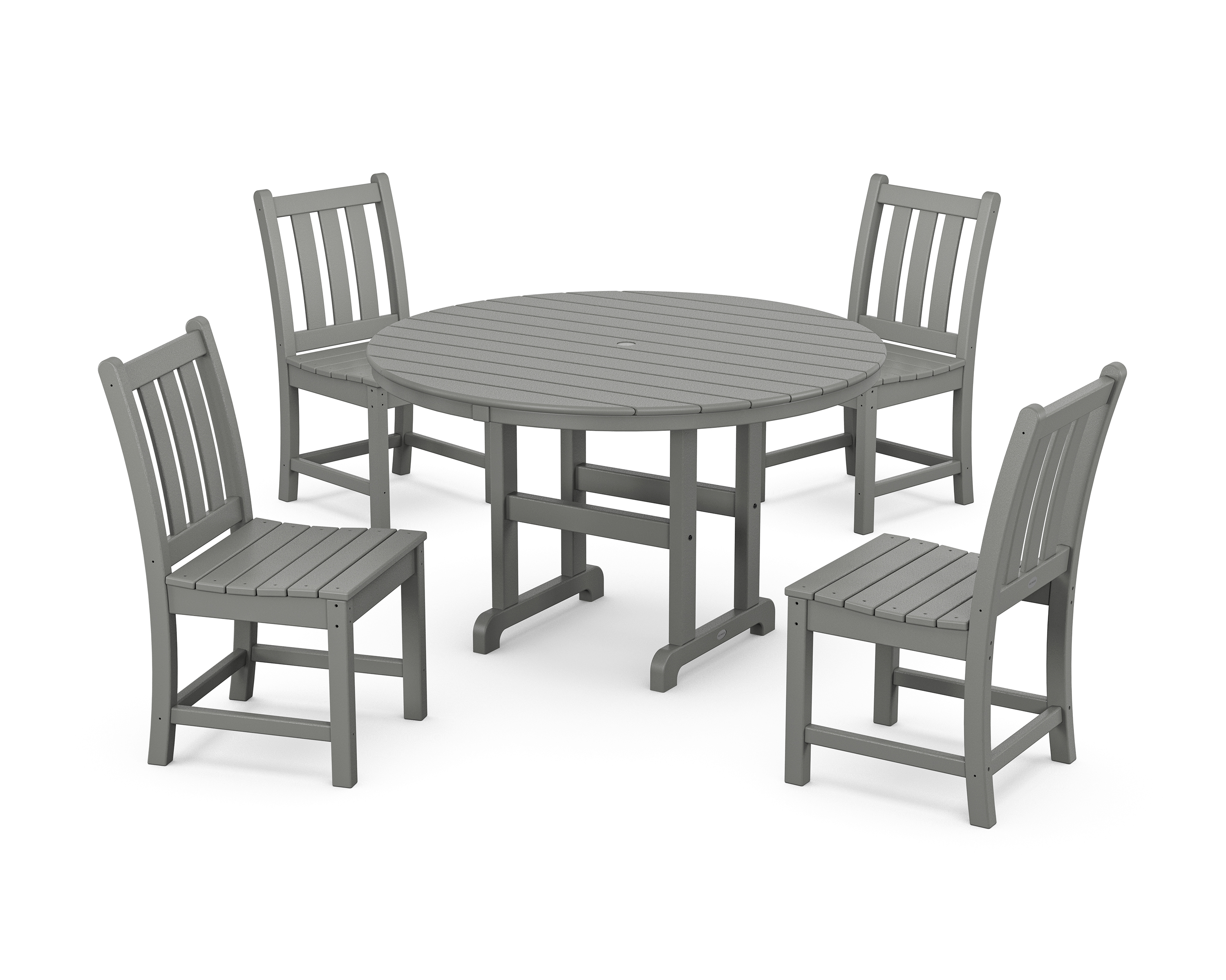 POLYWOOD Traditional Garden Side Chair 5-Piece Round Farmhouse Dining Set