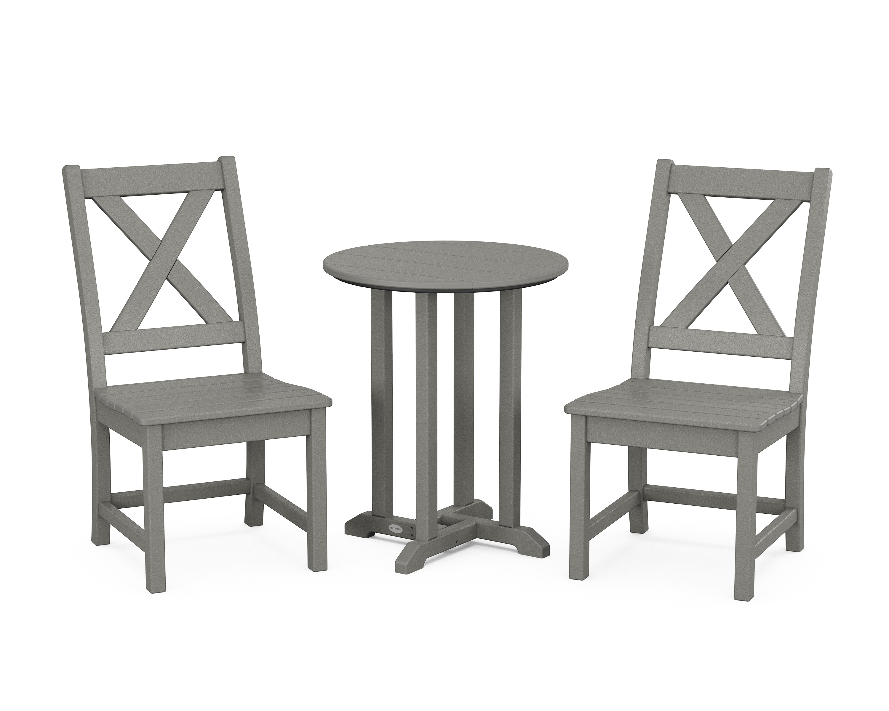POLYWOOD Braxton Side Chair 3-Piece Round Bistro Dining Set