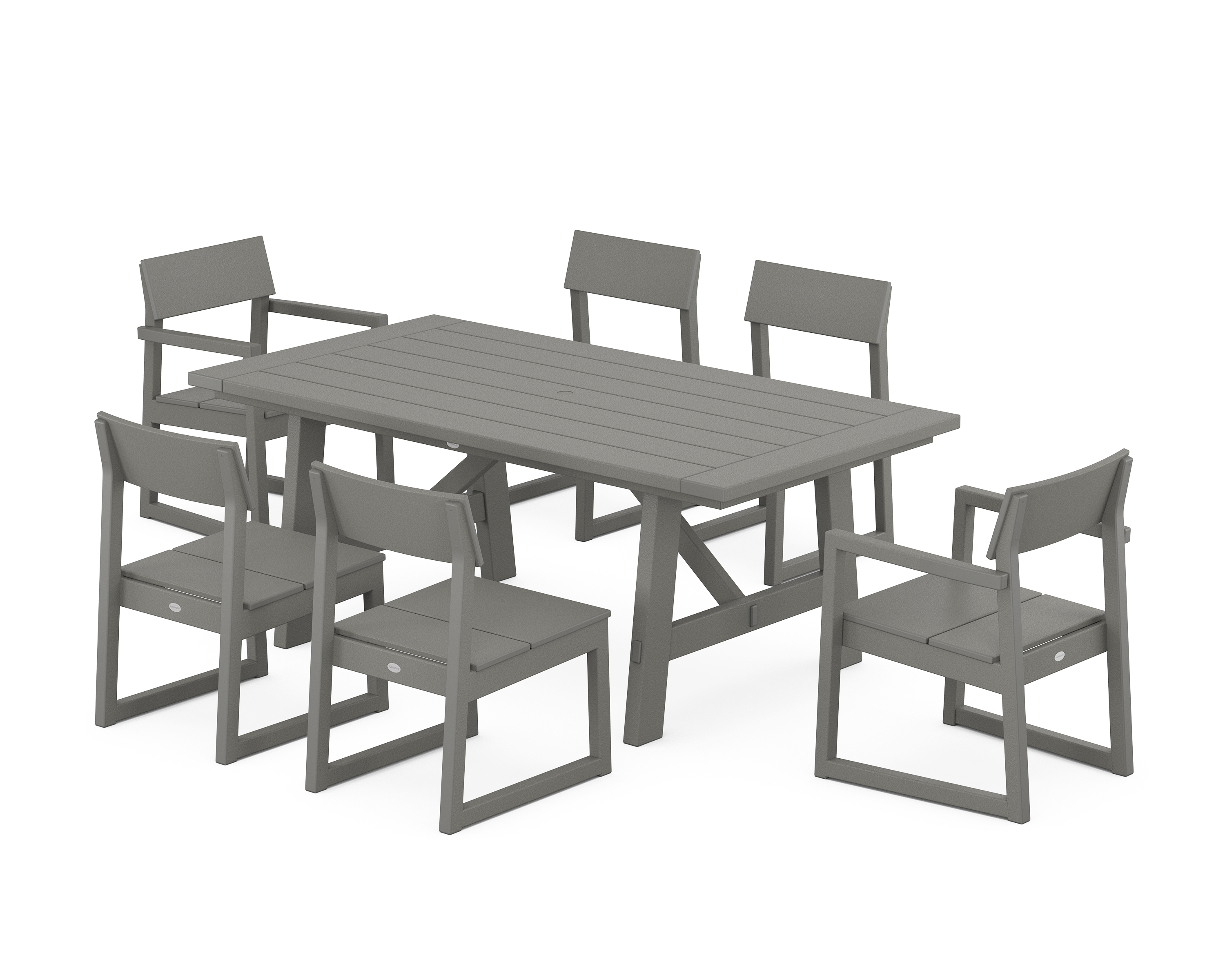 POLYWOOD EDGE 7-Piece Rustic Farmhouse Dining Set