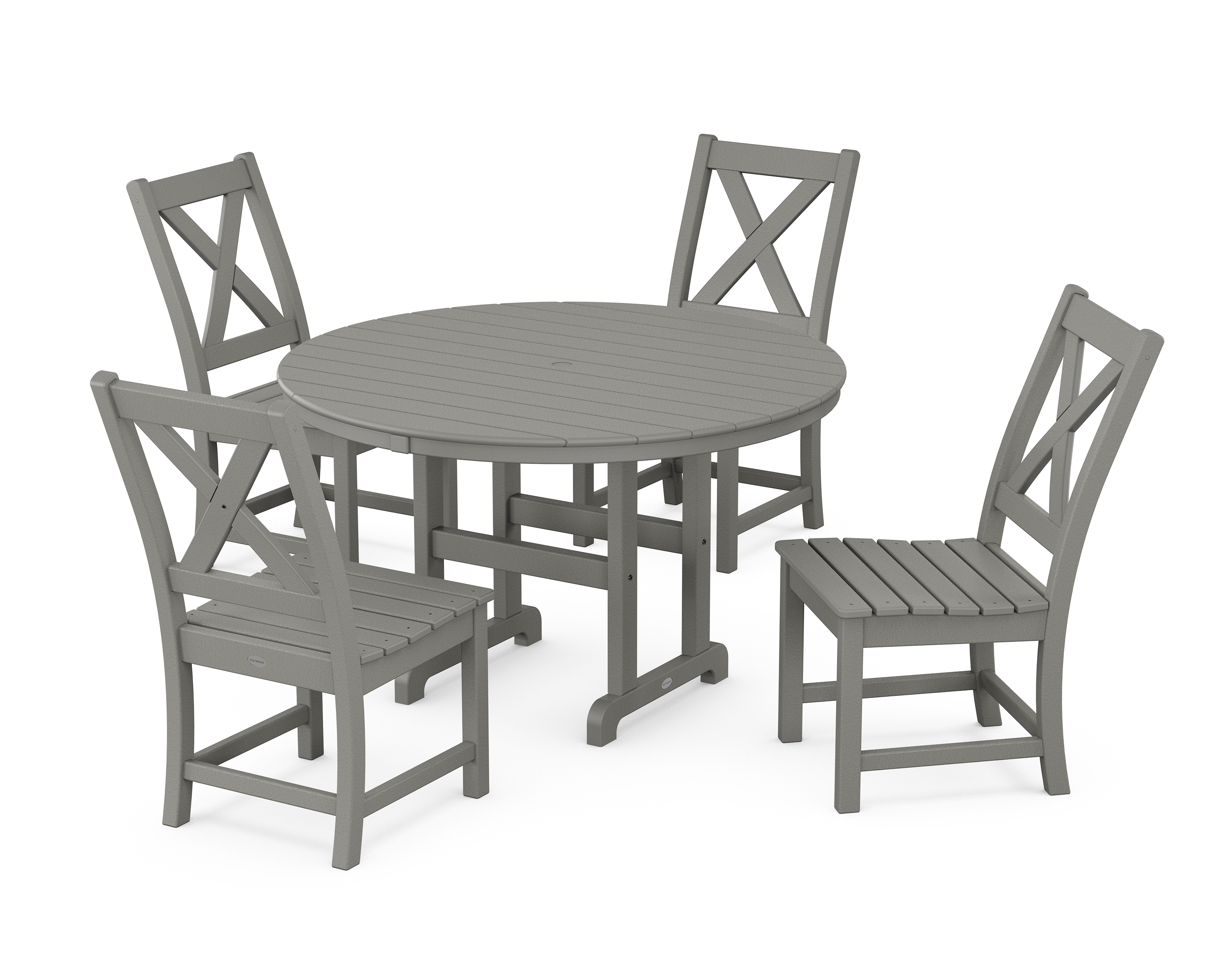 POLYWOOD Braxton Side Chair 5-Piece Round Dining Set