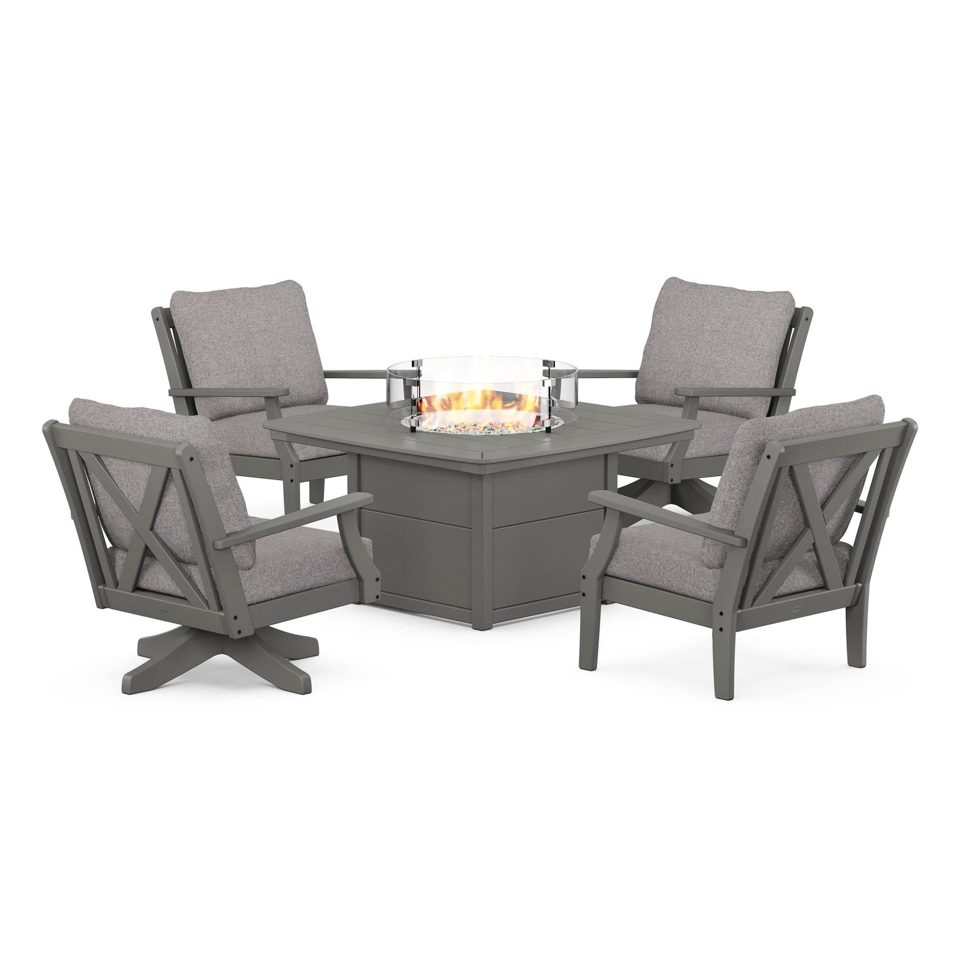 POLYWOOD® Braxton 5-Piece Deep Seating Set with Fire Table