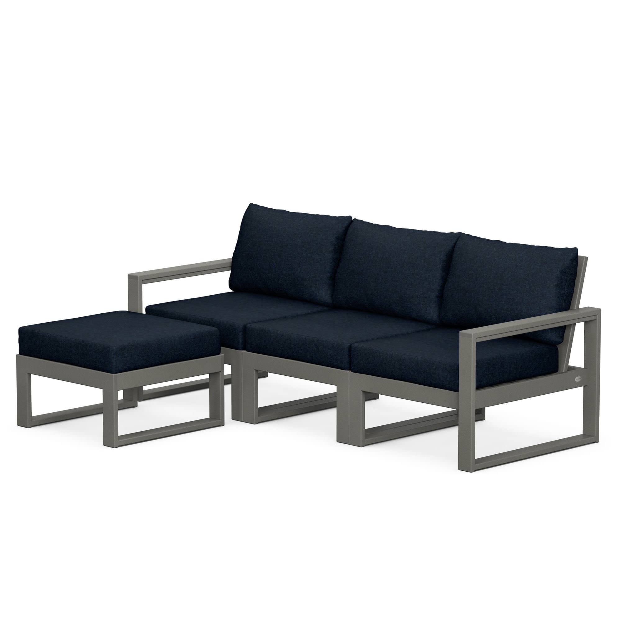 POLYWOOD® EDGE 4-Piece Modular Deep Seating Set with Ottoman