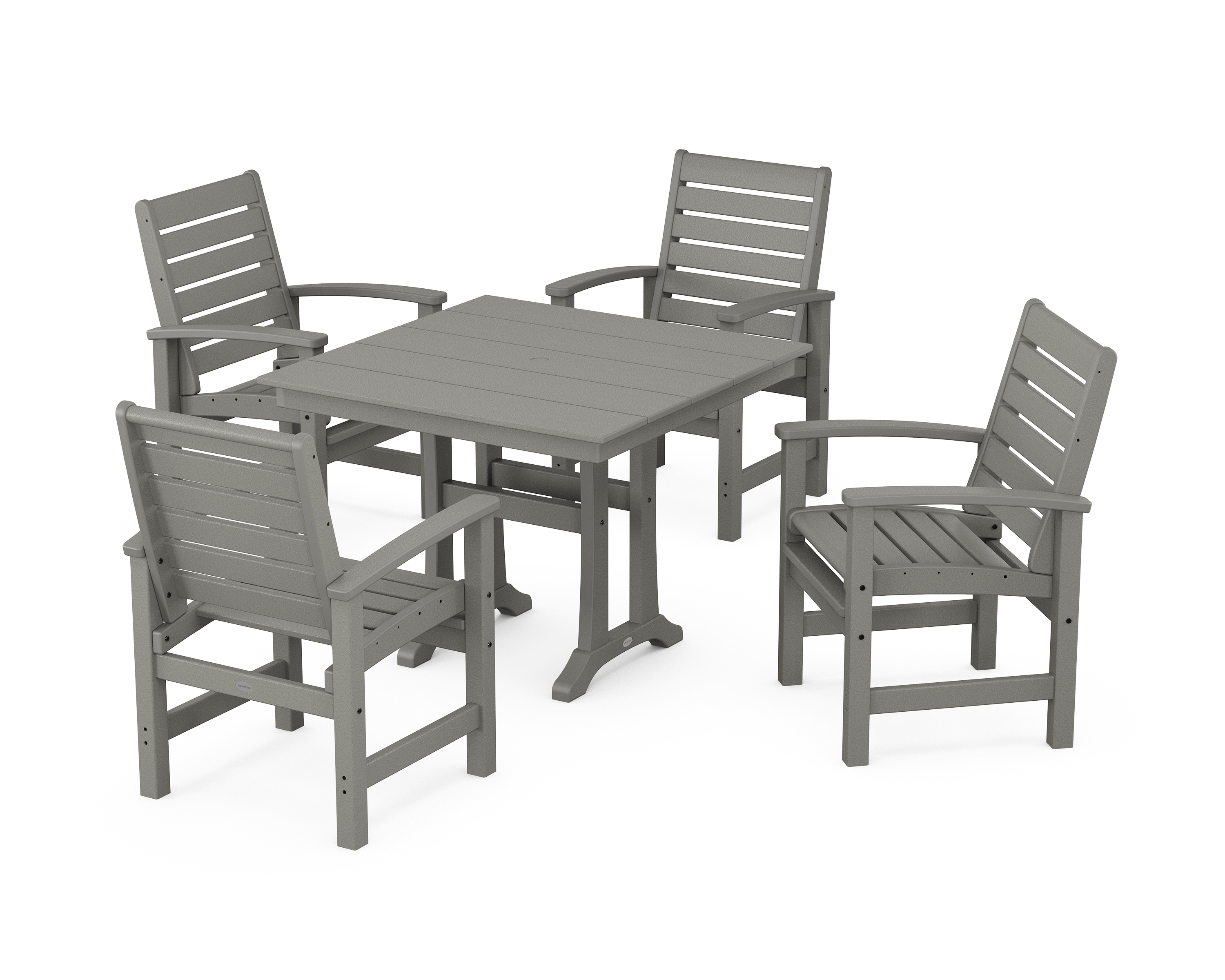 POLYWOOD Signature 5-Piece Farmhouse Dining Set With Trestle Legs
