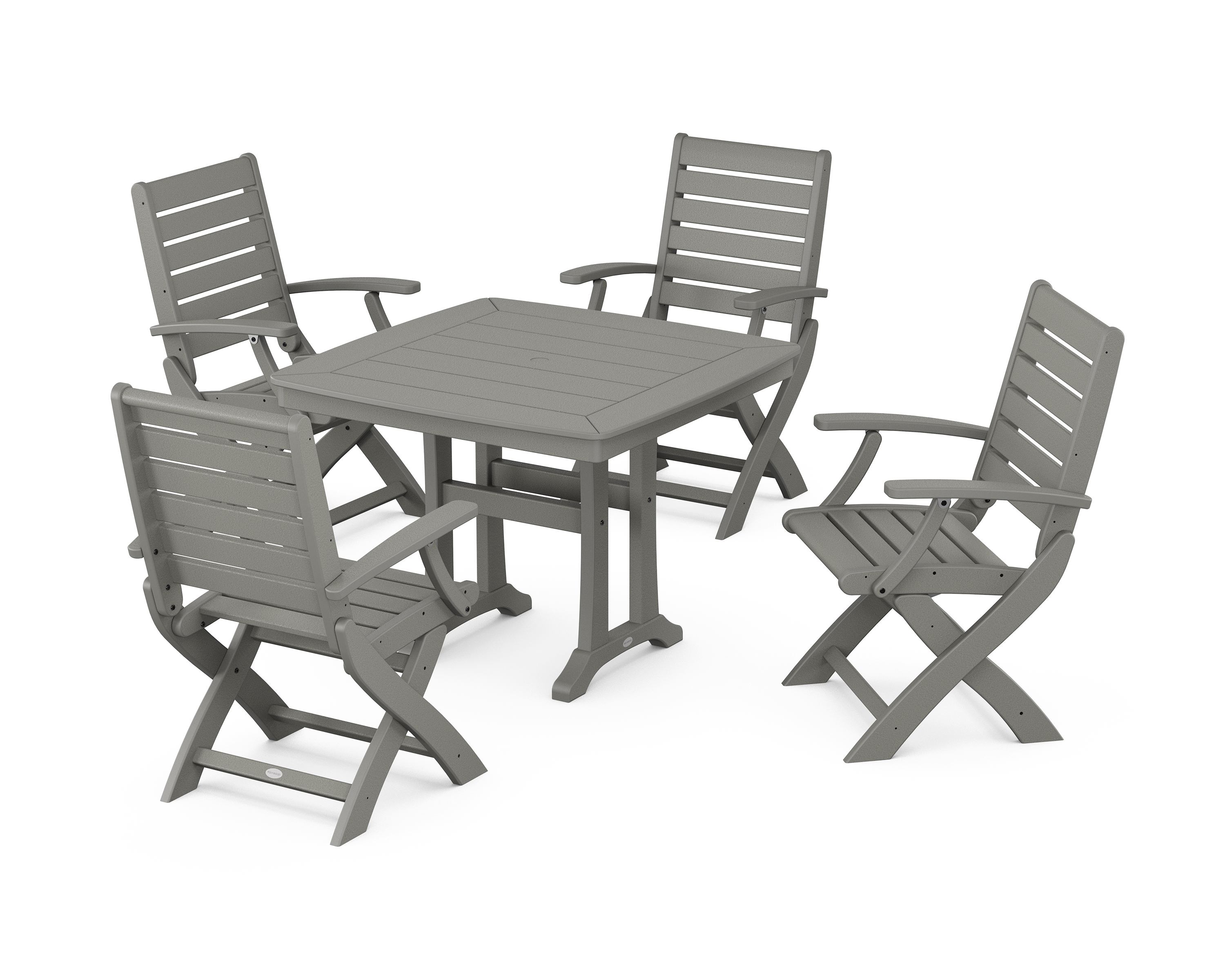 POLYWOOD Signature Folding Chair 5-Piece Dining Set with Trestle Legs