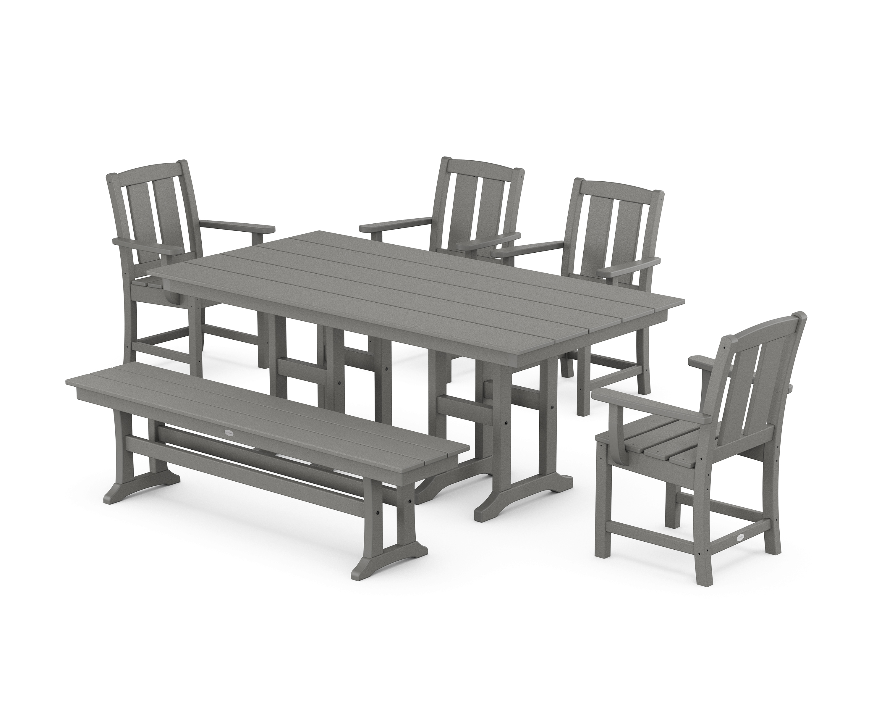 POLYWOOD Mission 6-Piece Farmhouse Dining Set with Bench