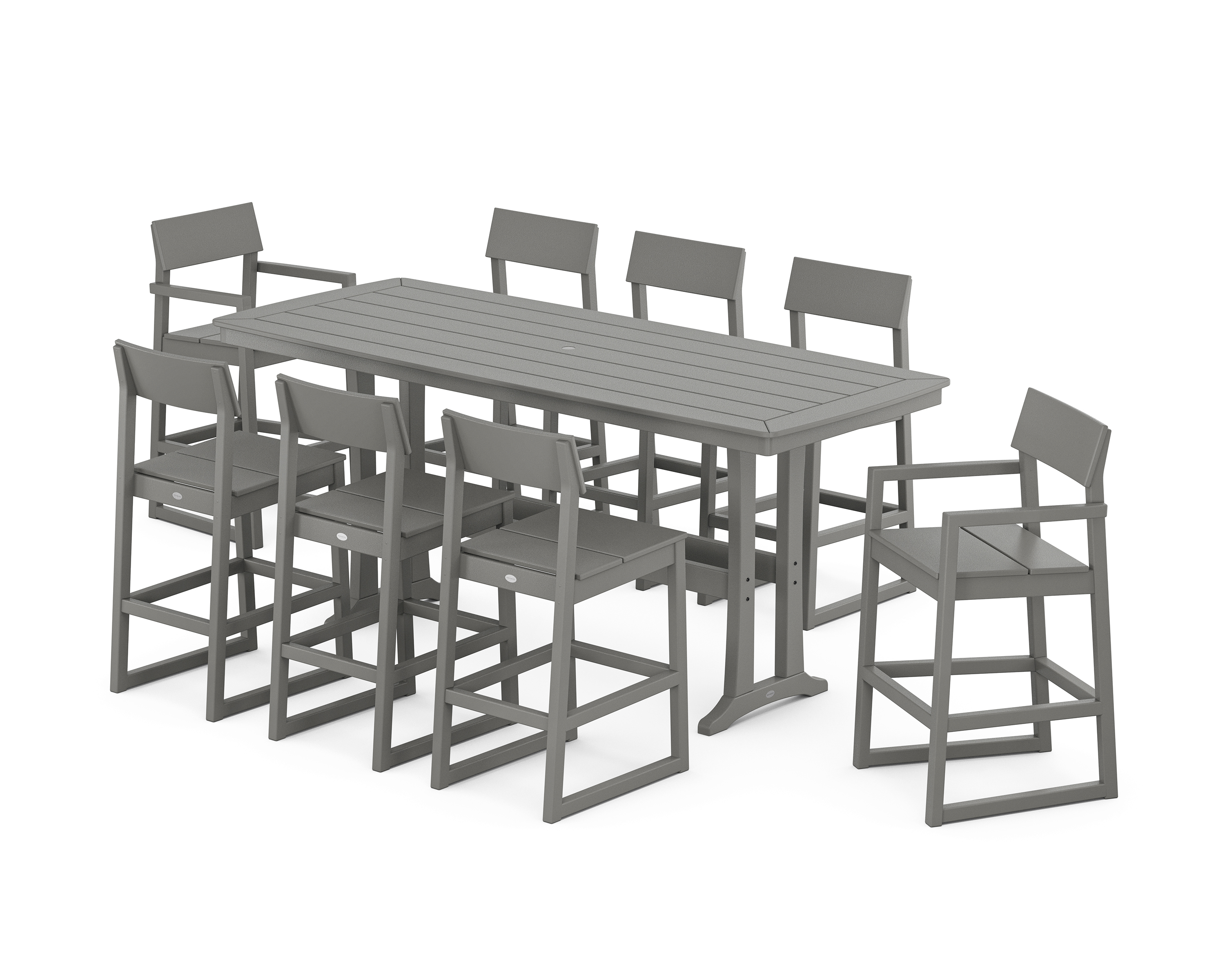 POLYWOOD EDGE 9-Piece Bar Set with Trestle Legs