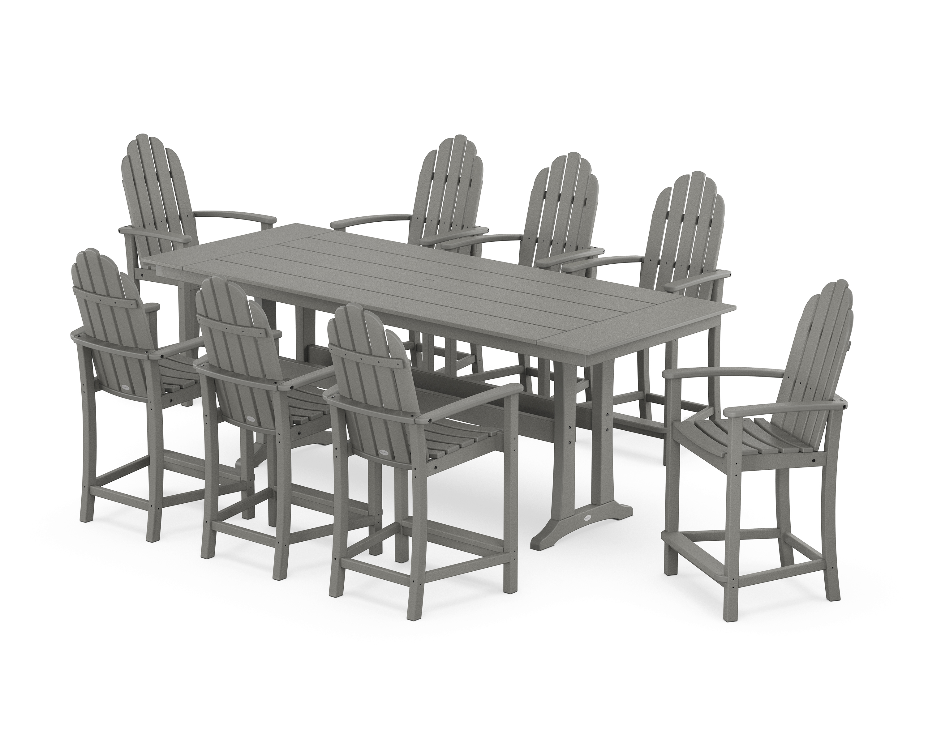 POLYWOOD Classic Adirondack 9-Piece Farmhouse Counter Set with Trestle Legs