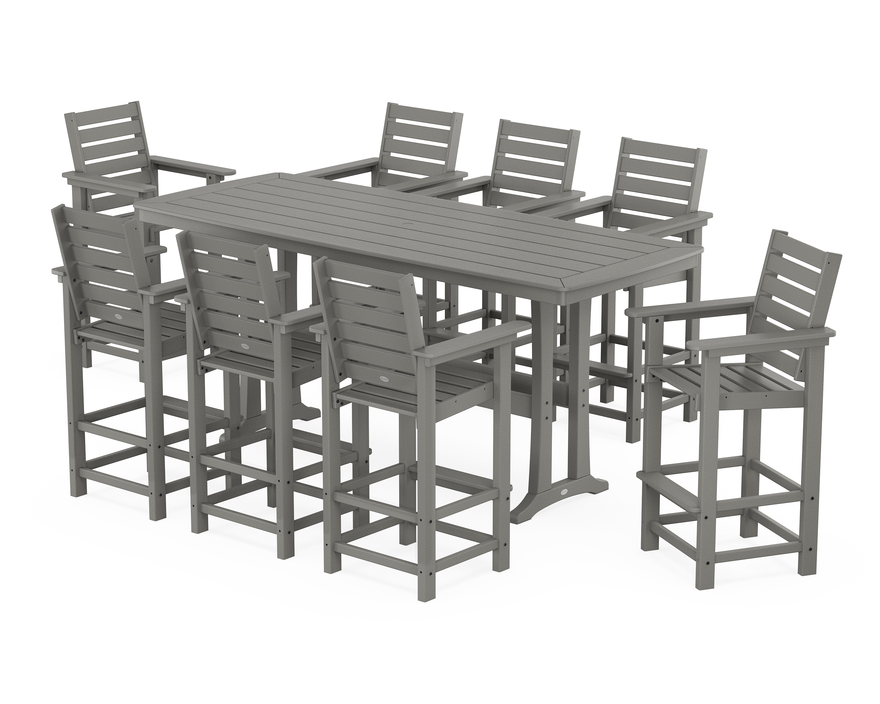 POLYWOOD Captain 9-Piece Bar Set with Trestle Legs
