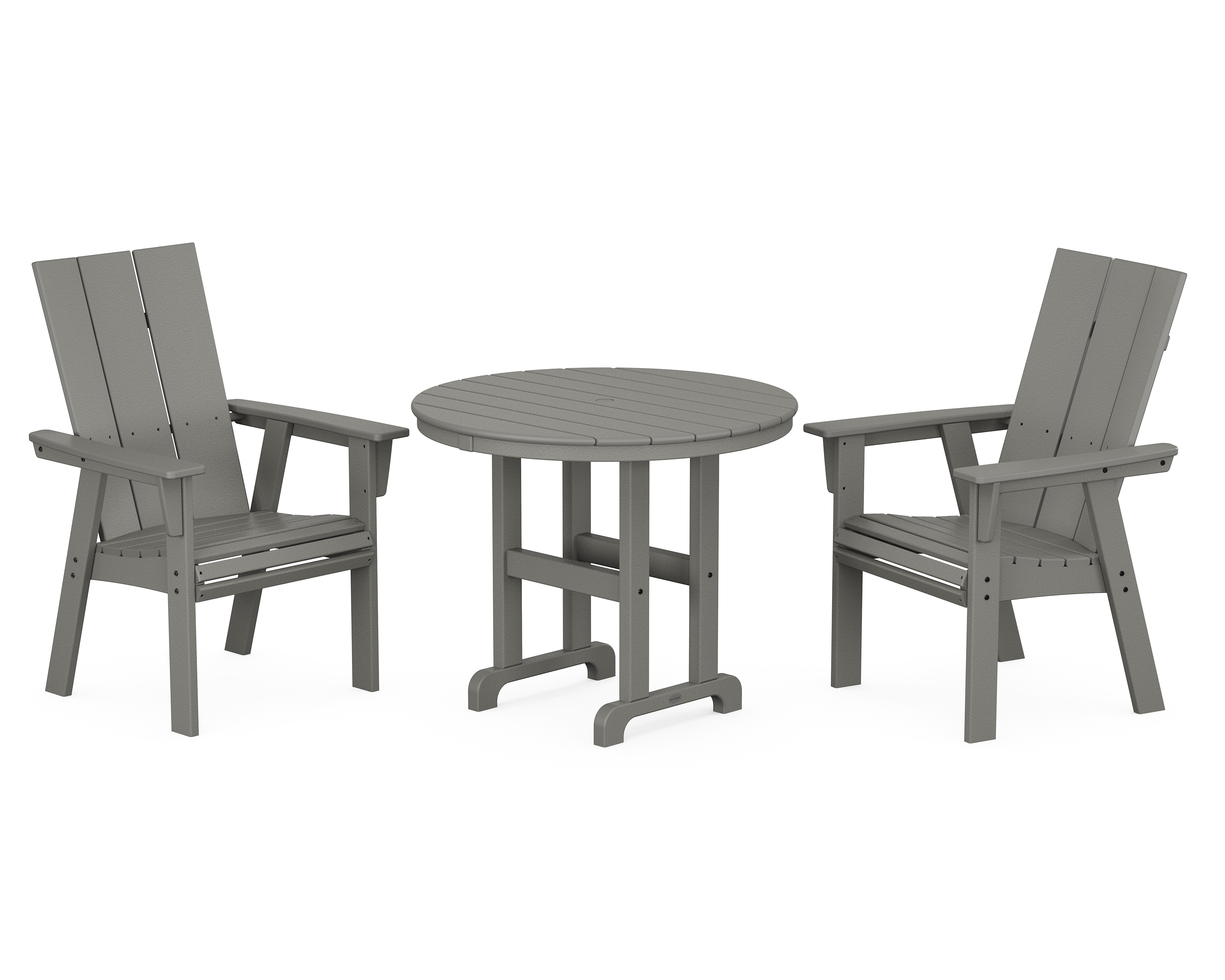 POLYWOOD Modern Adirondack 3-Piece Round Dining Set
