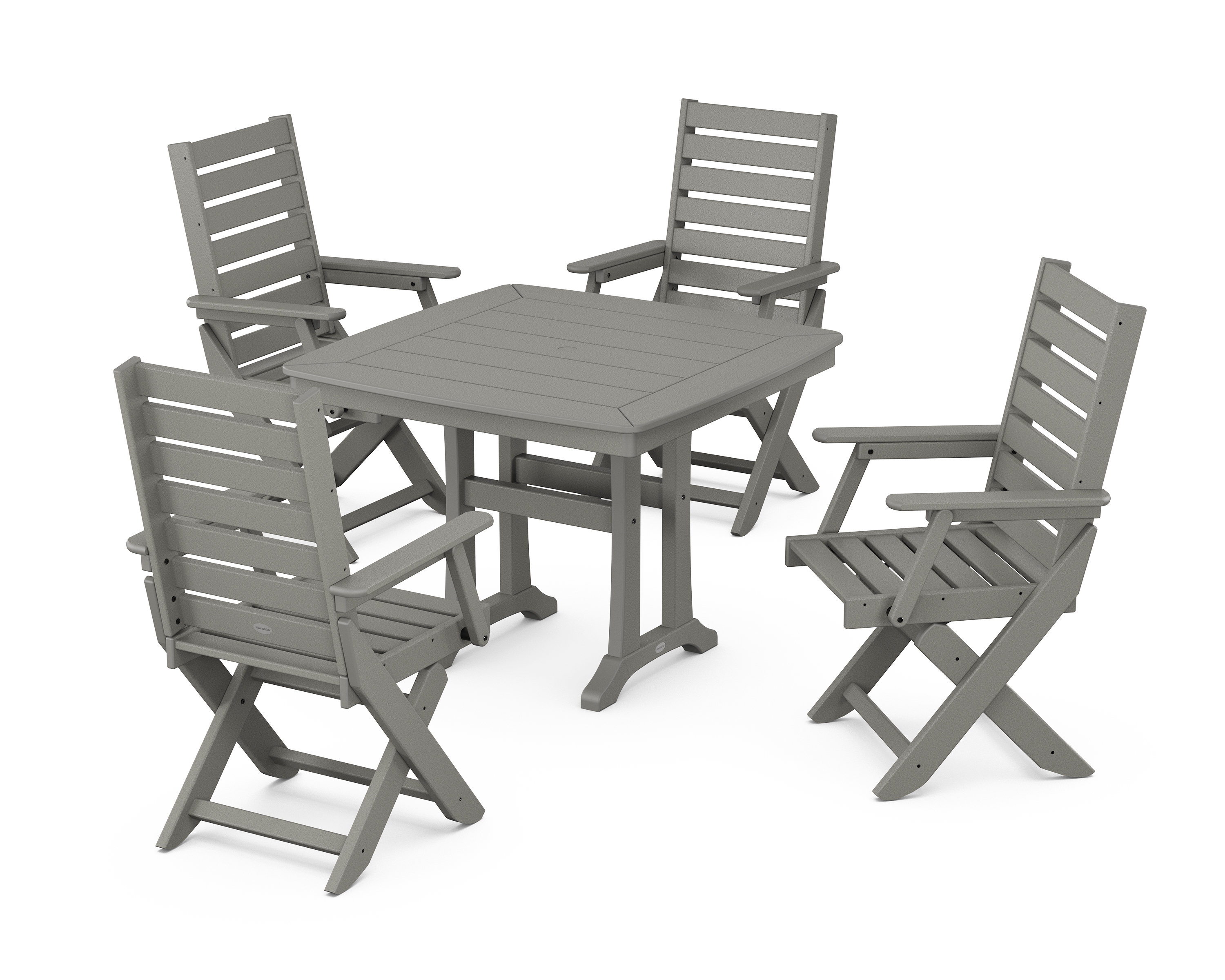 POLYWOOD Captain Folding Chair 5-Piece Dining Set with Trestle Legs