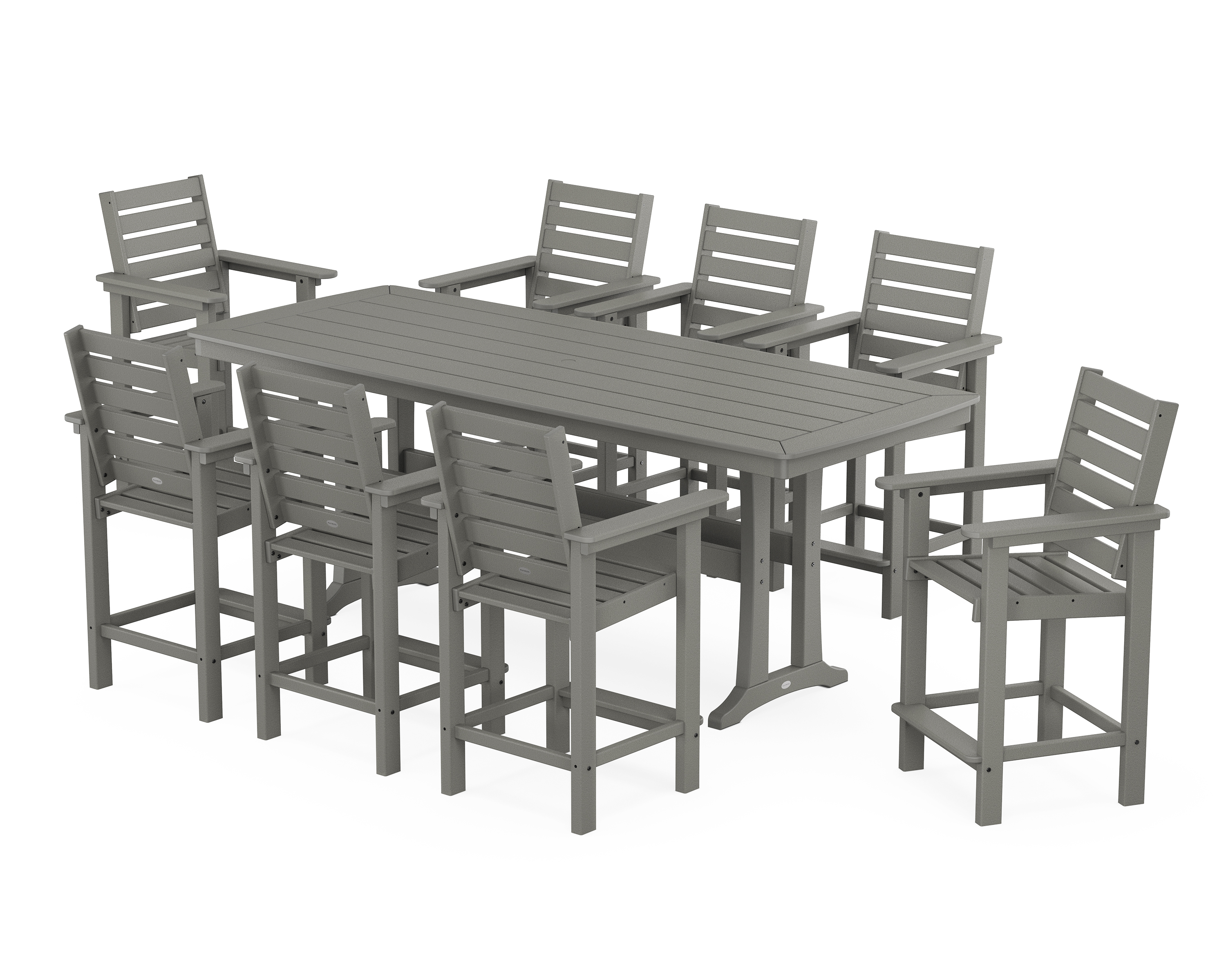 POLYWOOD Captain 9-Piece Counter Set with Trestle Legs