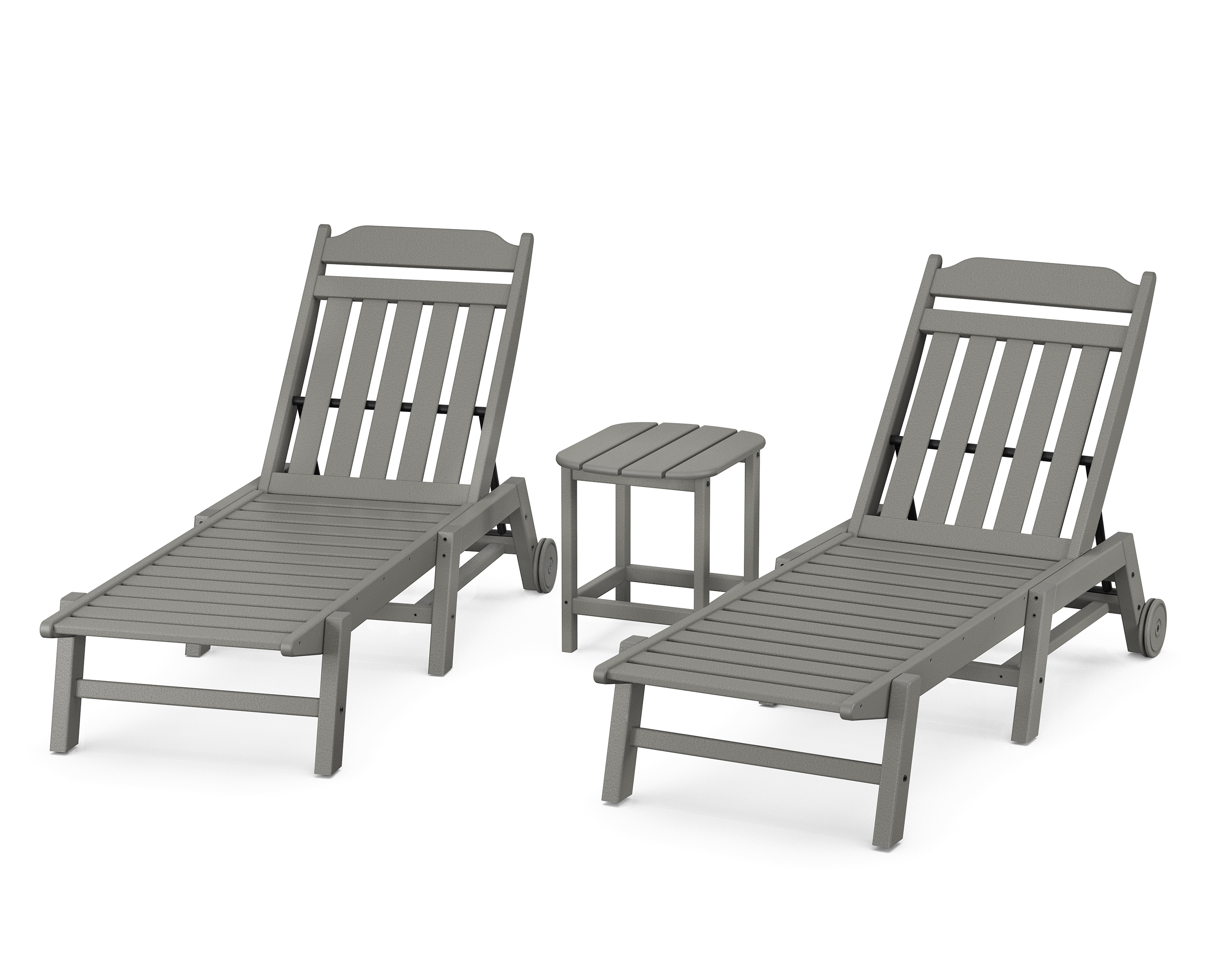 POLYWOOD Cottage 3-Piece Chaise Set with Wheels