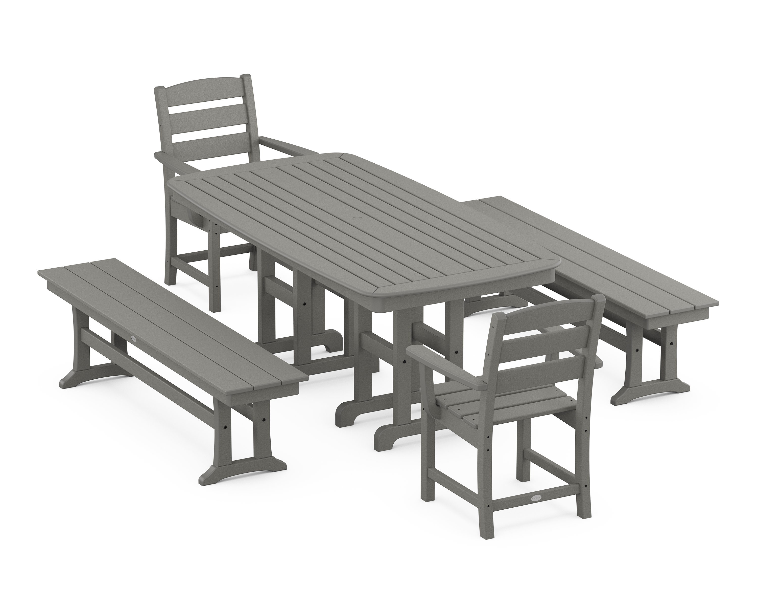 POLYWOOD Lakeside 5-Piece Dining Set with Benches