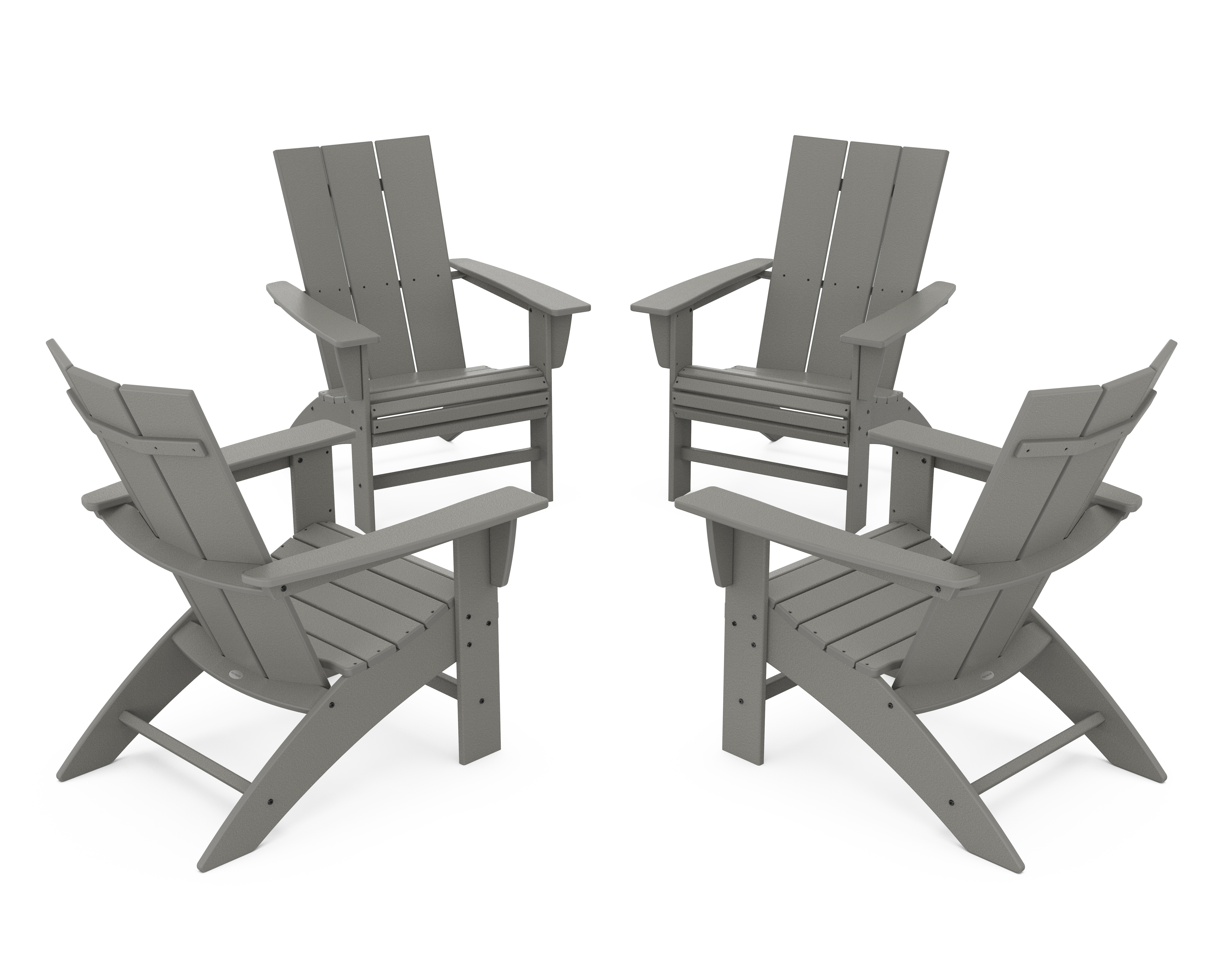 POLYWOOD 4-Piece Modern Curveback Adirondack Conversation Set