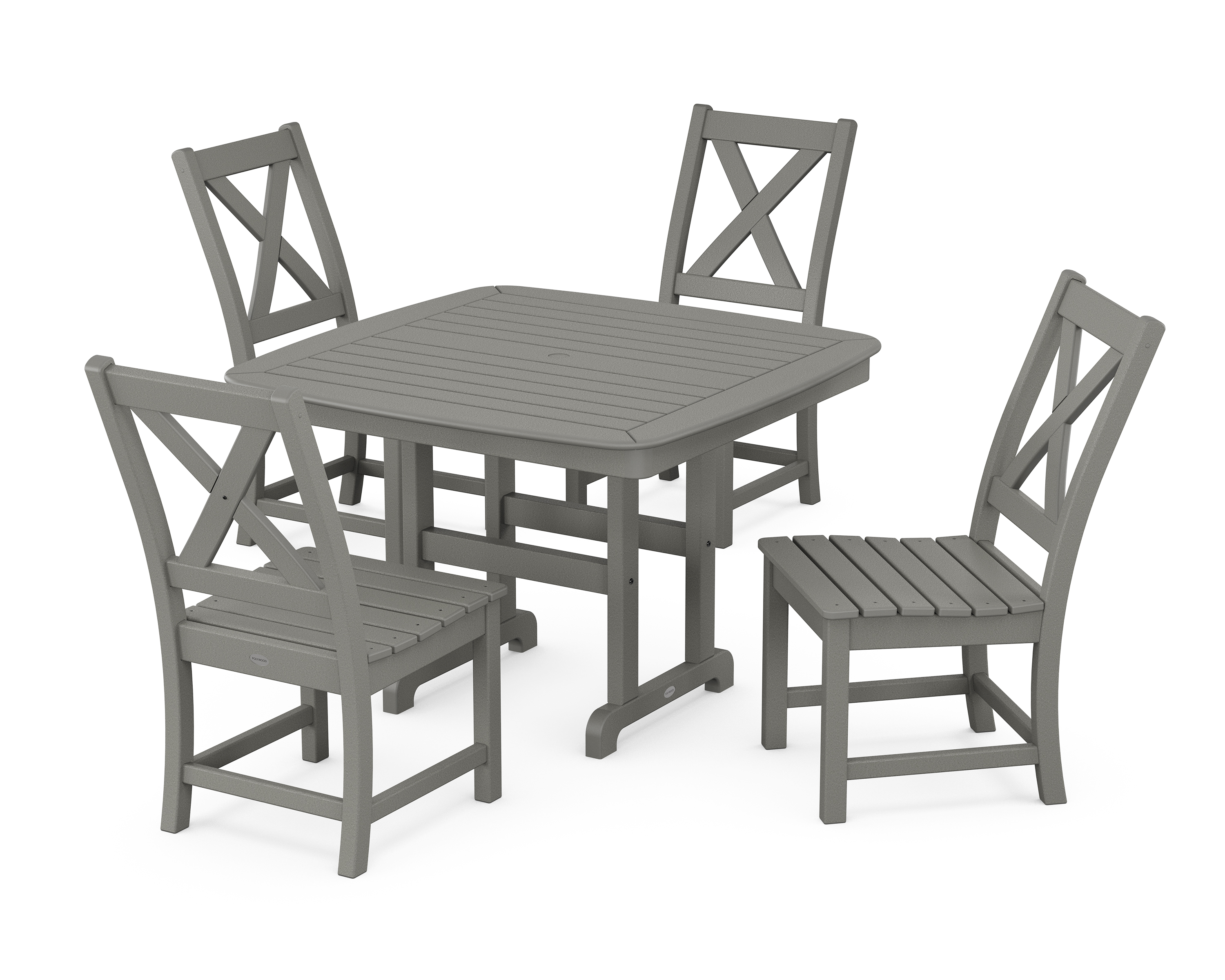 POLYWOOD Braxton Side Chair 5-Piece Dining Set with Trestle Legs