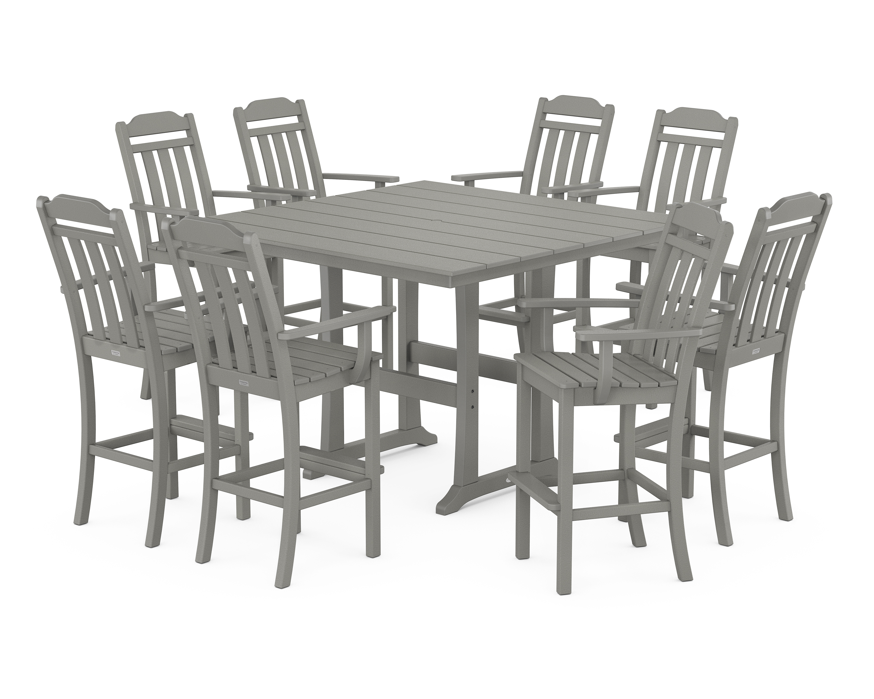 POLYWOOD Cottage 9-Piece Farmhouse Bar Set with Trestle Legs