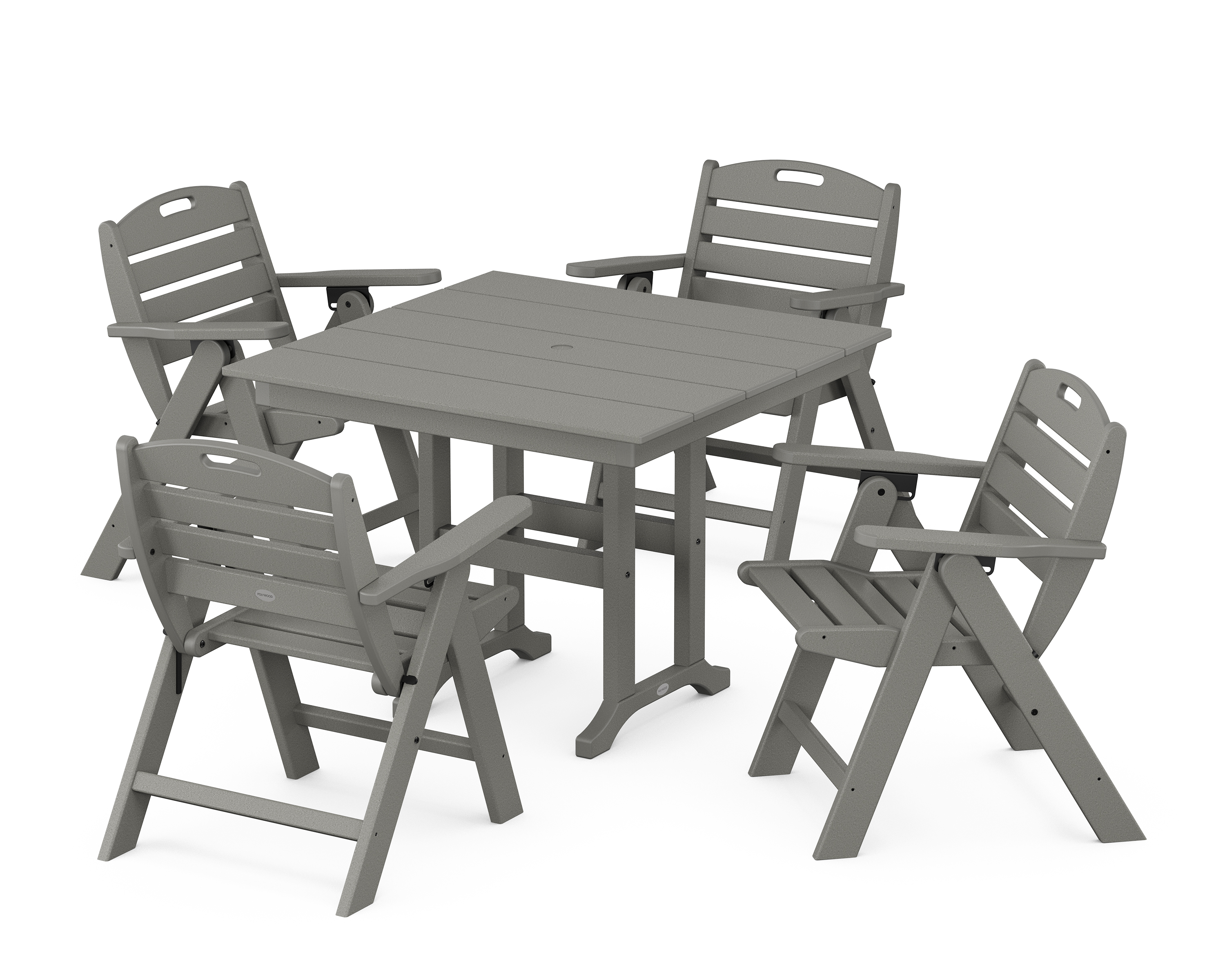 POLYWOOD Nautical Folding Lowback Chair 5-Piece Farmhouse Dining Set