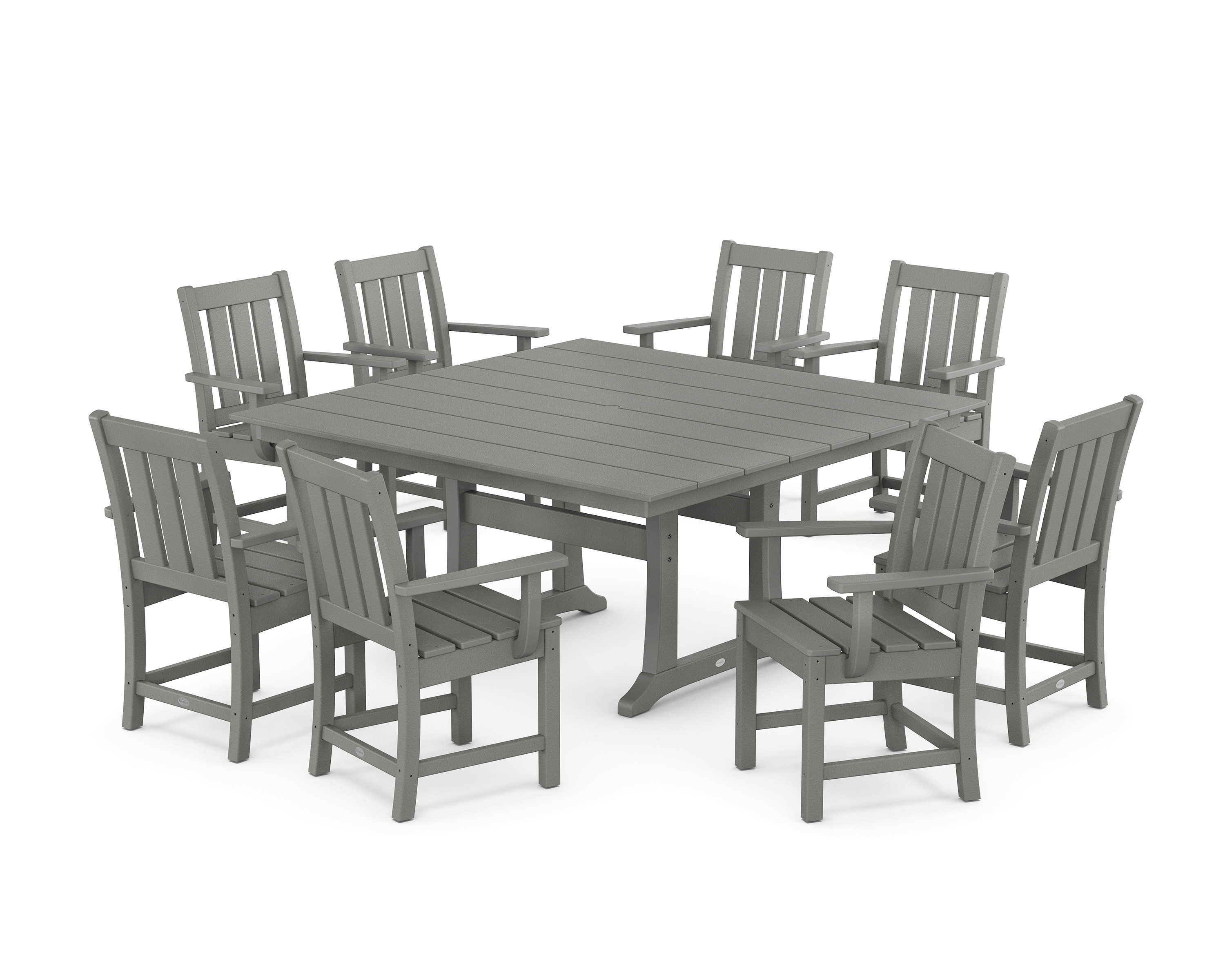 POLYWOOD Oxford 9-Piece Square Farmhouse Dining Set with Trestle Legs