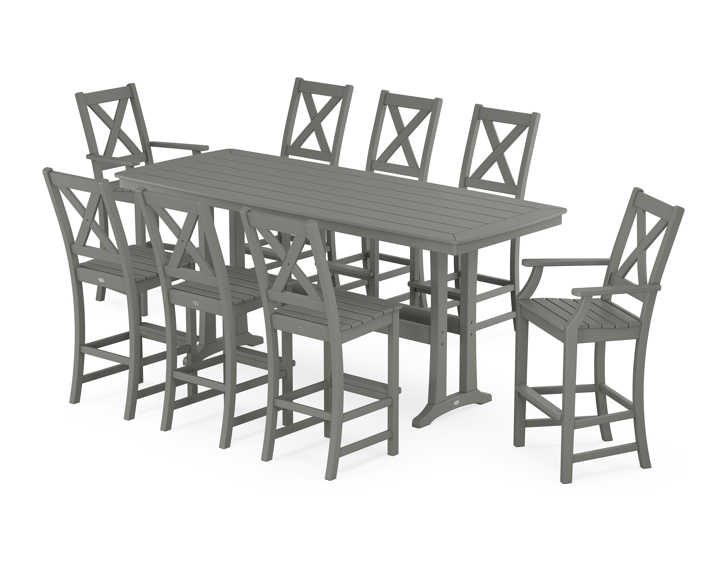 POLYWOOD Braxton 9-Piece Bar Set with Trestle Legs