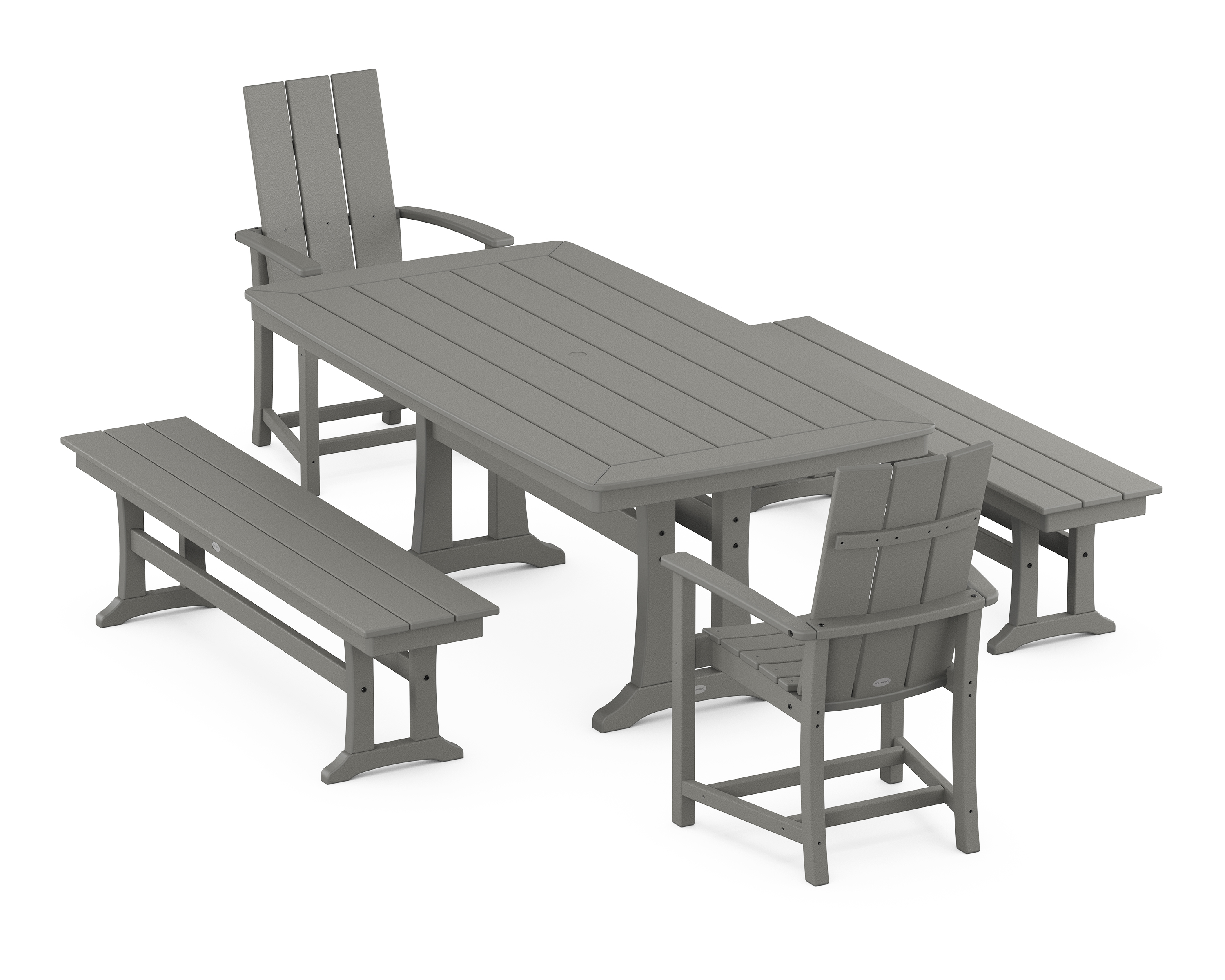POLYWOOD Modern Adirondack 5-Piece Dining Set with Trestle Legs