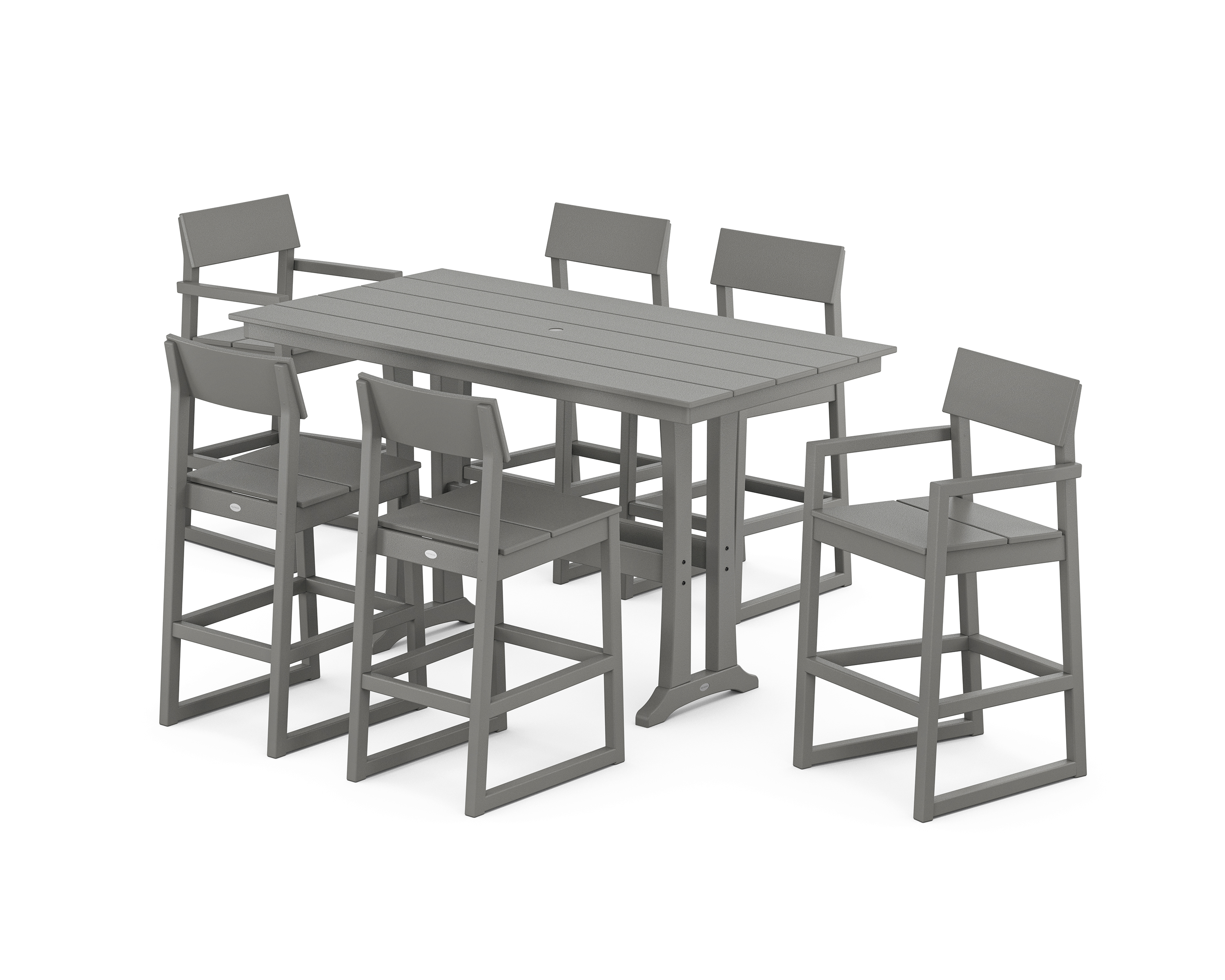 POLYWOOD EDGE 7-Piece Farmhouse Bar Set with Trestle Legs
