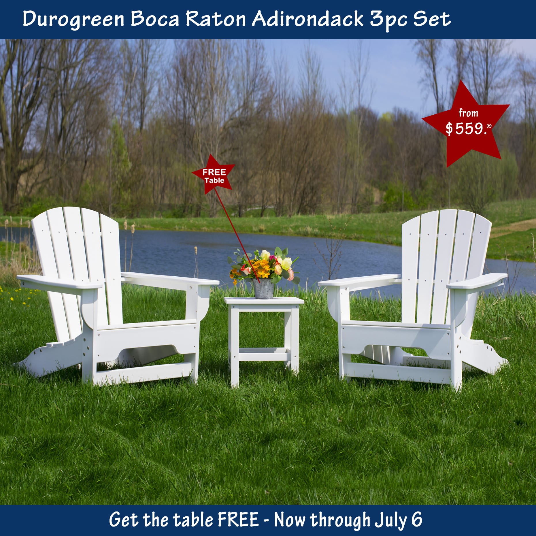 The Boca Raton Adirondack Set by Durogreen Outdoor