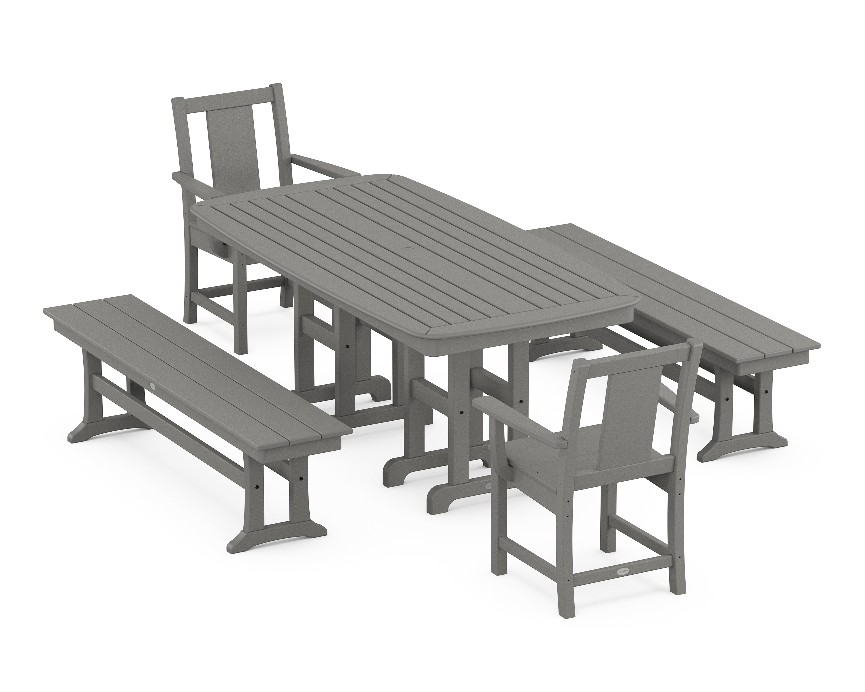 POLYWOOD Prairie 5-Piece Dining Set with Benches