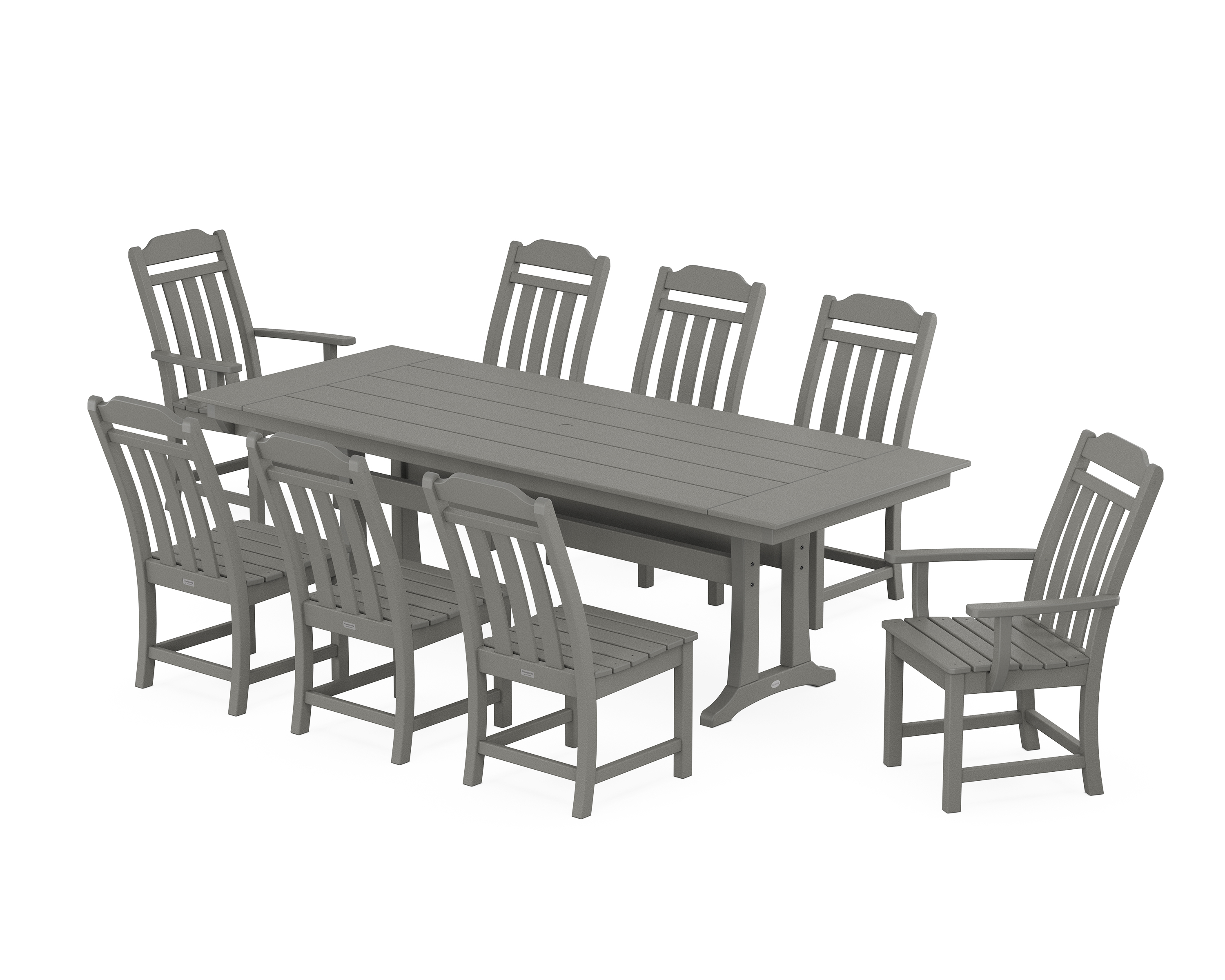 POLYWOOD Cottage 9-Piece Farmhouse Dining Set with Trestle Legs