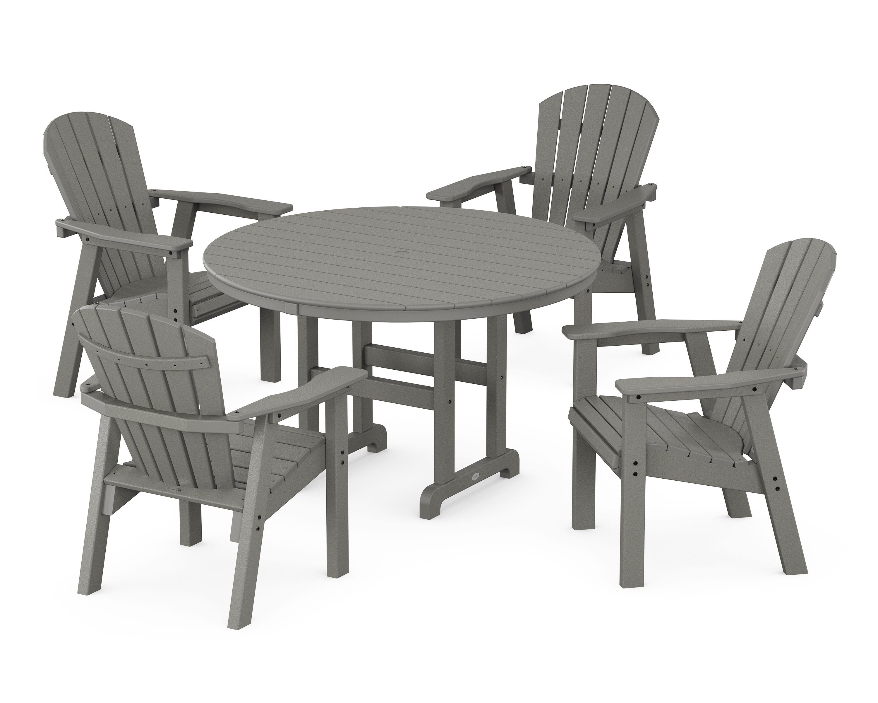 POLYWOOD Seashell 5-Piece Round Farmhouse Dining Set