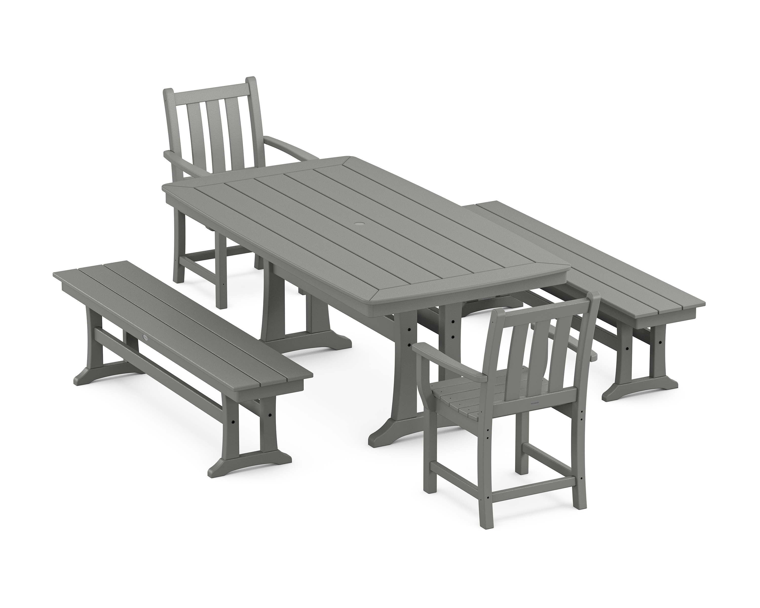 POLYWOOD Traditional Garden 5-Piece Dining Set with Trestle Legs