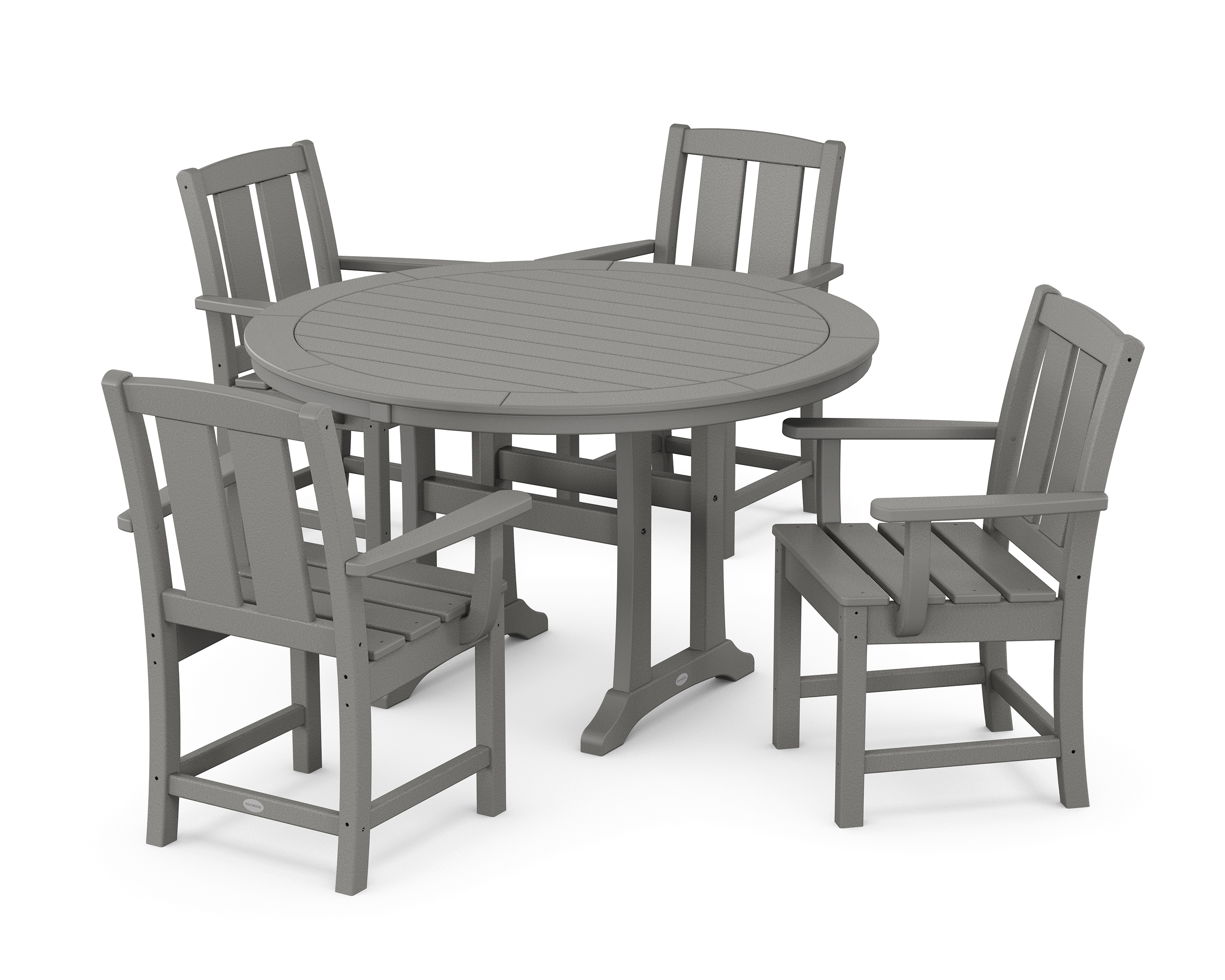 POLYWOOD Mission 5-Piece Round Dining Set with Trestle Legs
