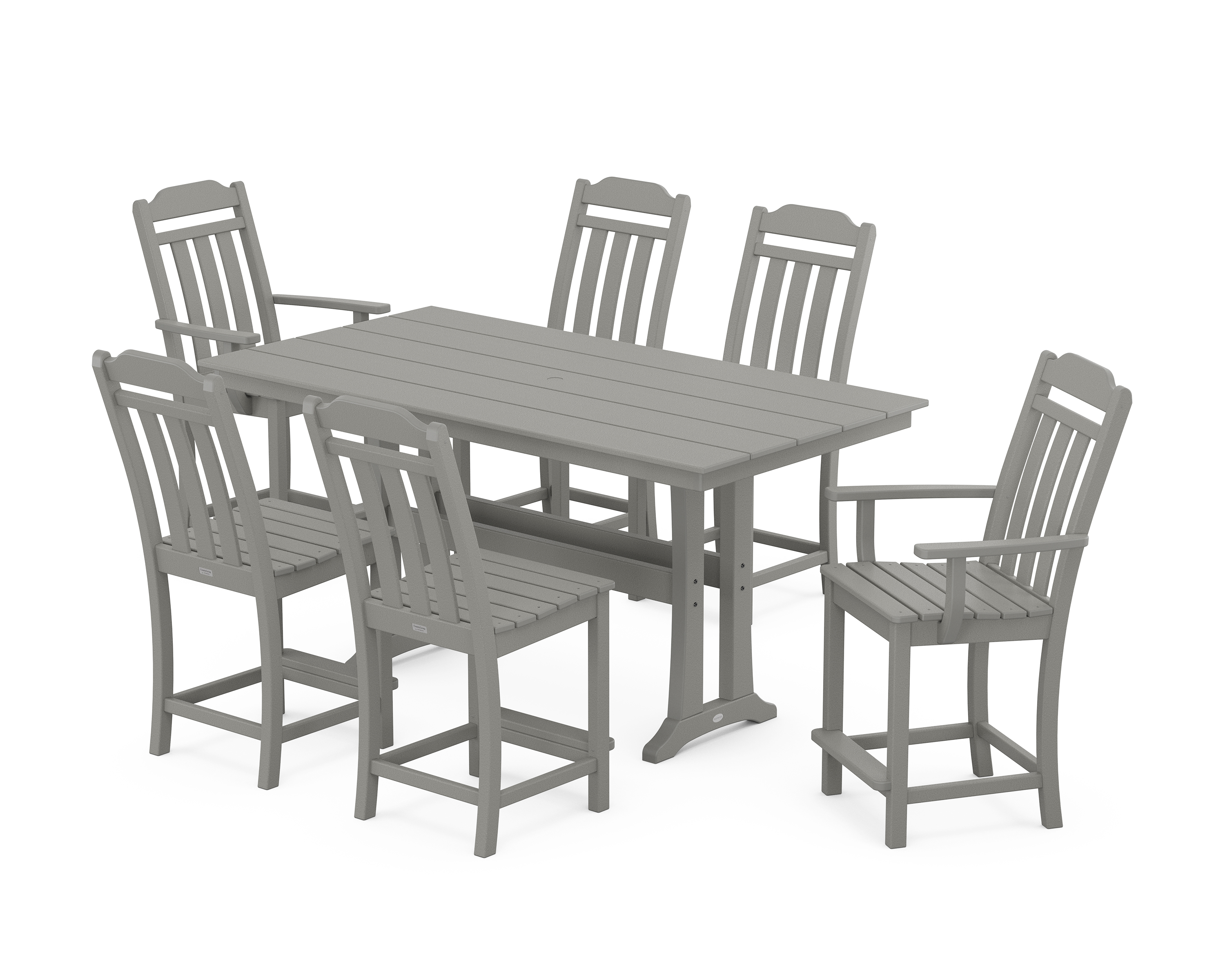 POLYWOOD Cottage 7-Piece Farmhouse Counter Set with Trestle Legs