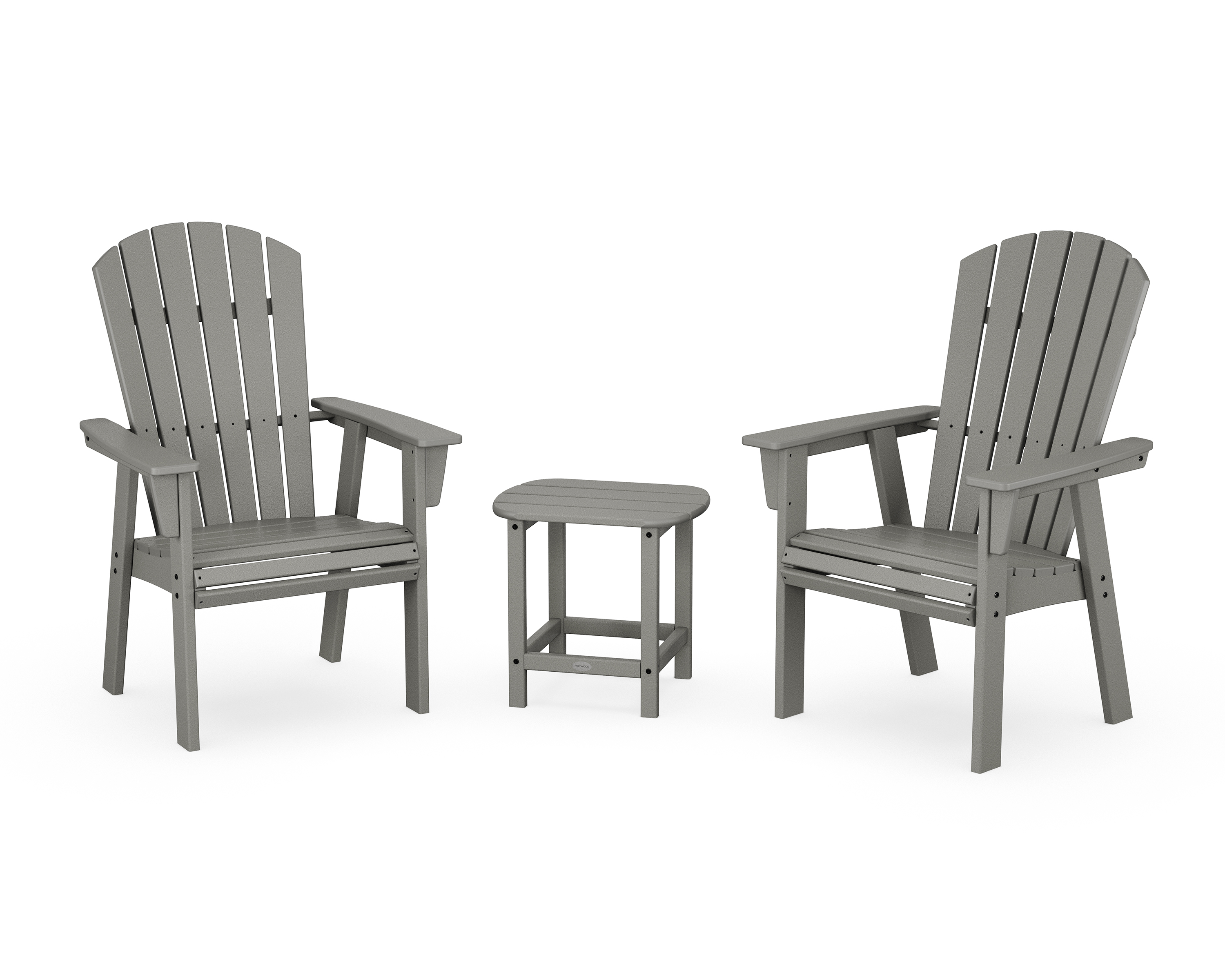 POLYWOOD Nautical 3-Piece Curveback Upright Adirondack Chair Set