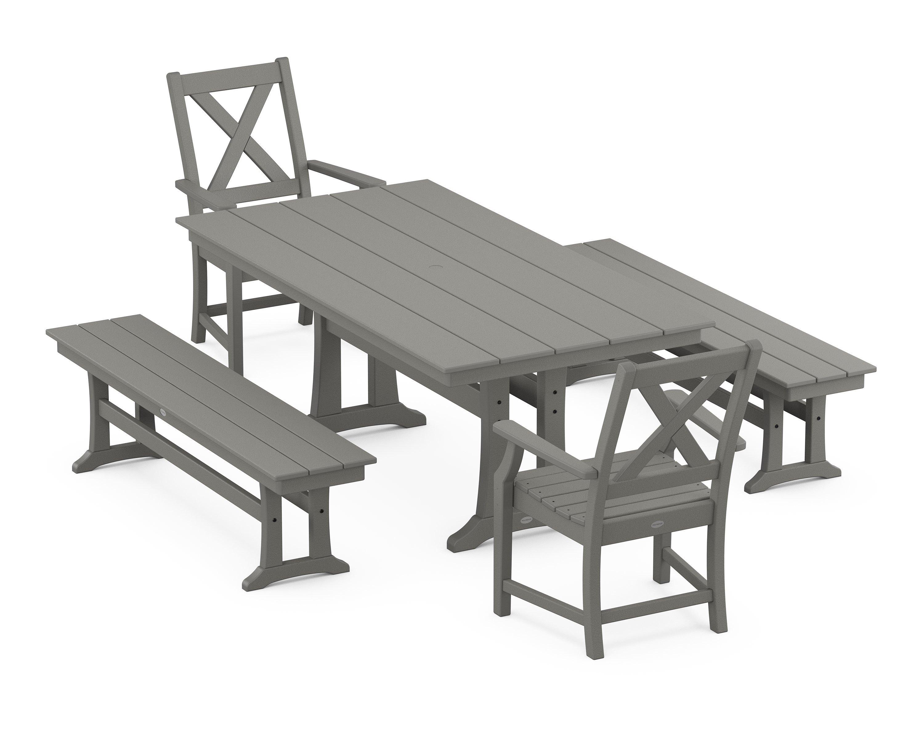 POLYWOOD Braxton 5-Piece Farmhouse Dining Set With Trestle Legs