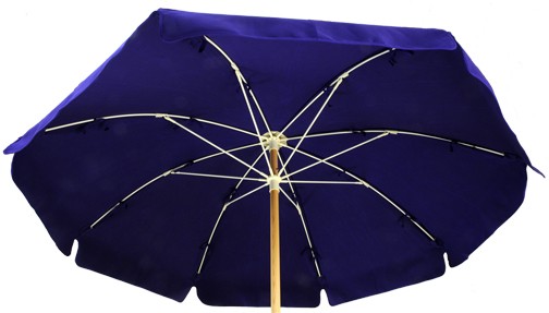7 1/2 Ft Wooden Beach Umbrella with Fiberglass Ribs & Button Connector