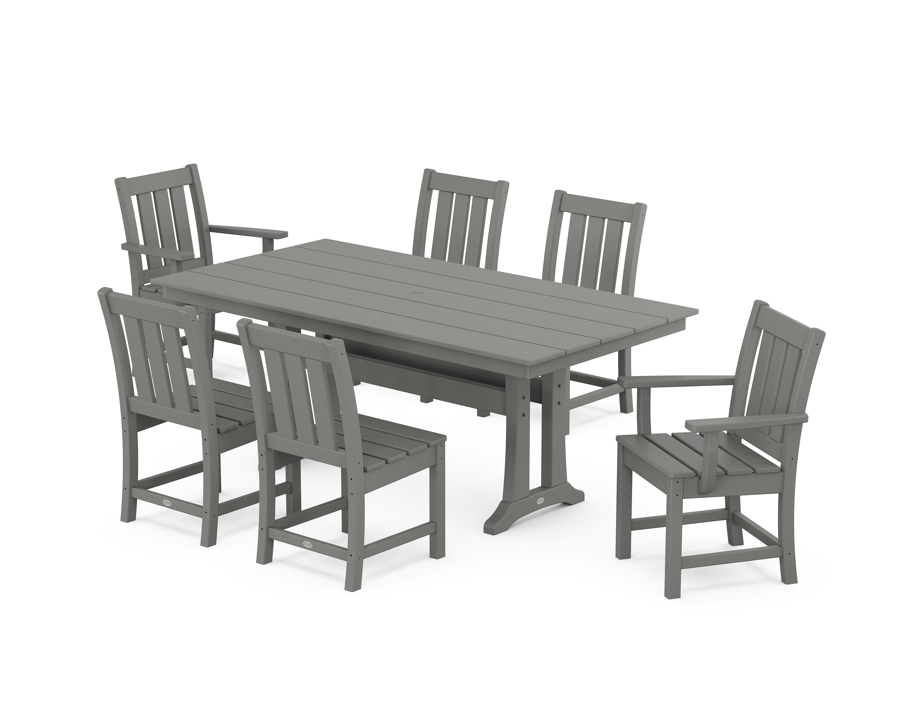 POLYWOOD Oxford 7-Piece Farmhouse Dining Set with Trestle Legs