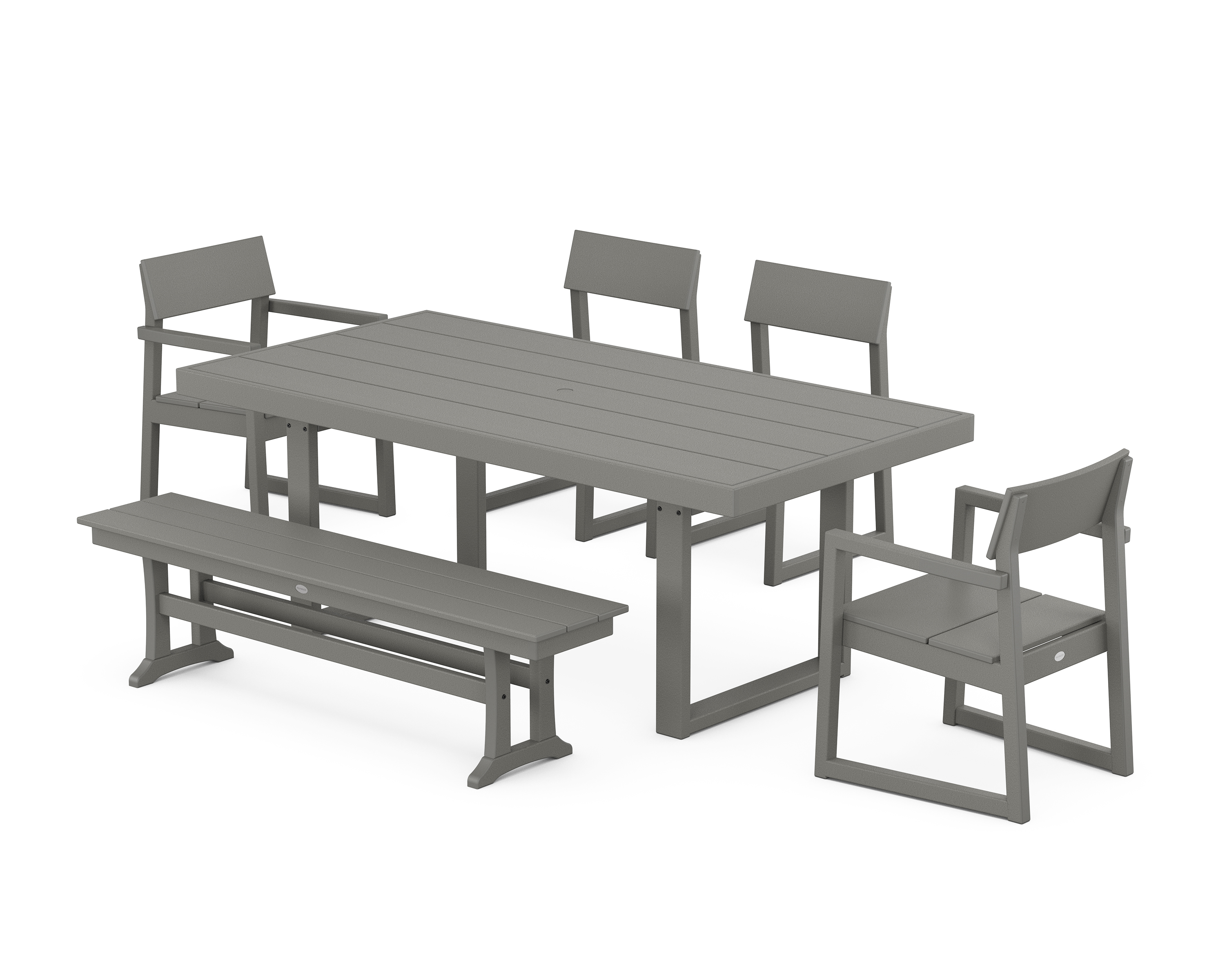 POLYWOOD EDGE 6-Piece Dining Set with Bench