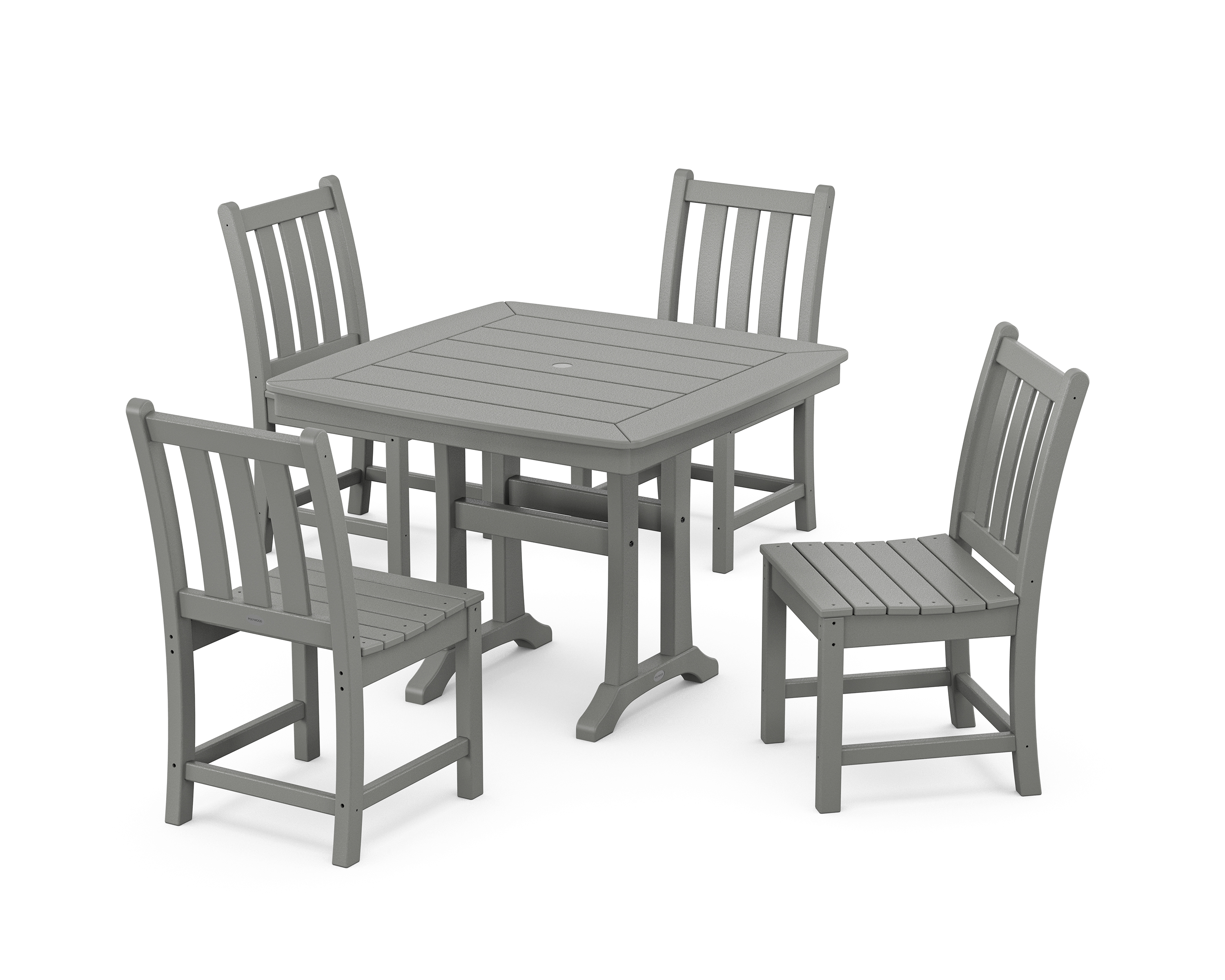POLYWOOD Traditional Garden Side Chair 5-Piece Dining Set with Trestle Legs