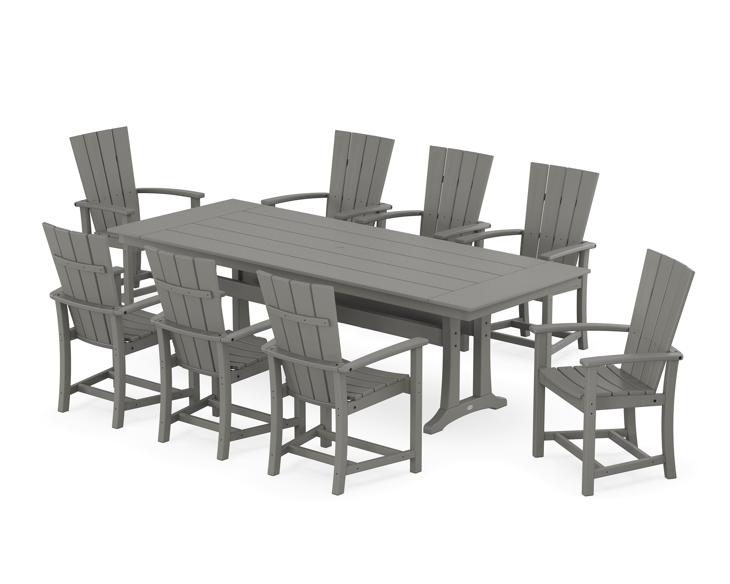 POLYWOOD Quattro Adirondack 9-Piece Farmhouse Dining Set with Trestle Legs