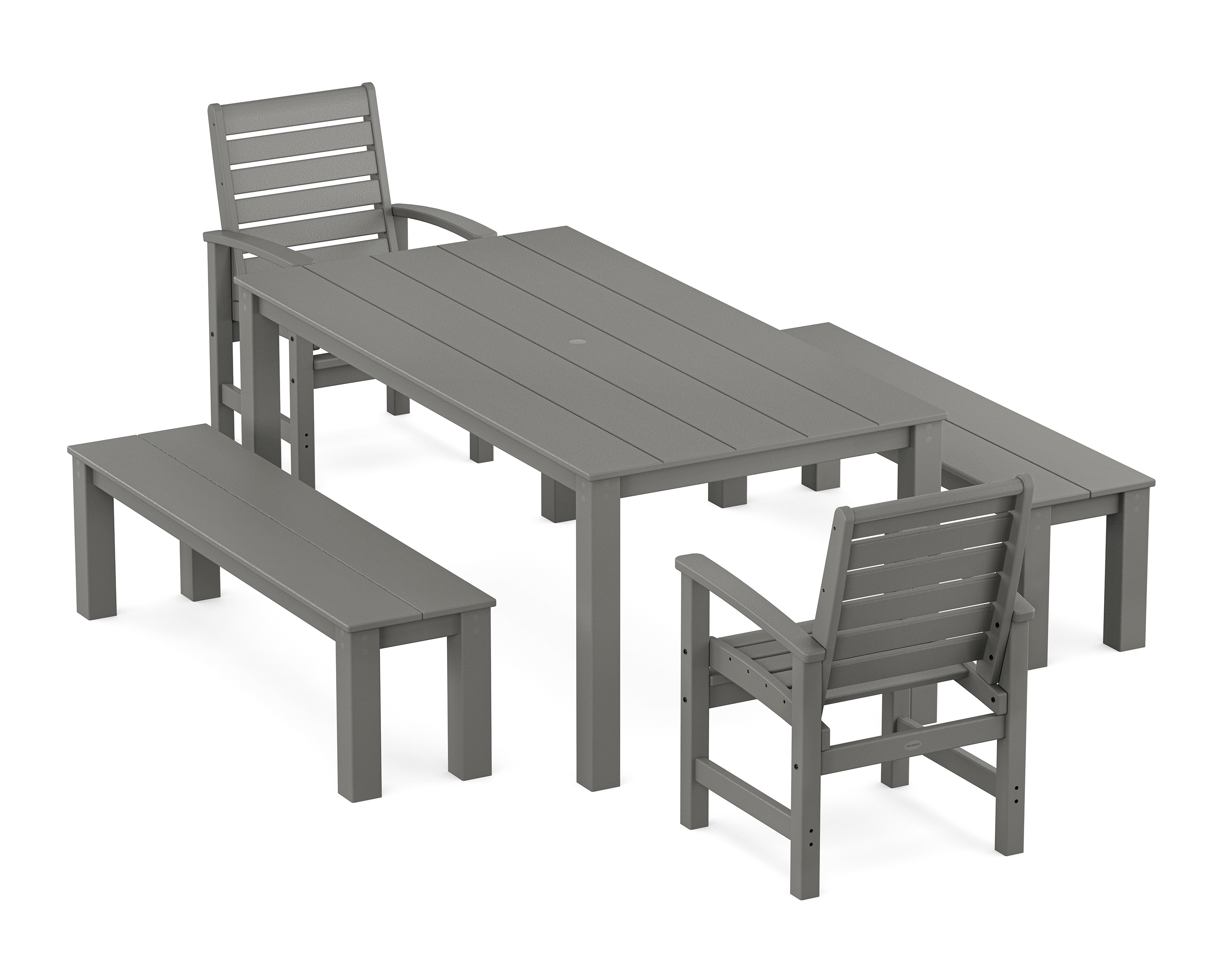 POLYWOOD Signature 5-Piece Parsons Dining Set with Benches