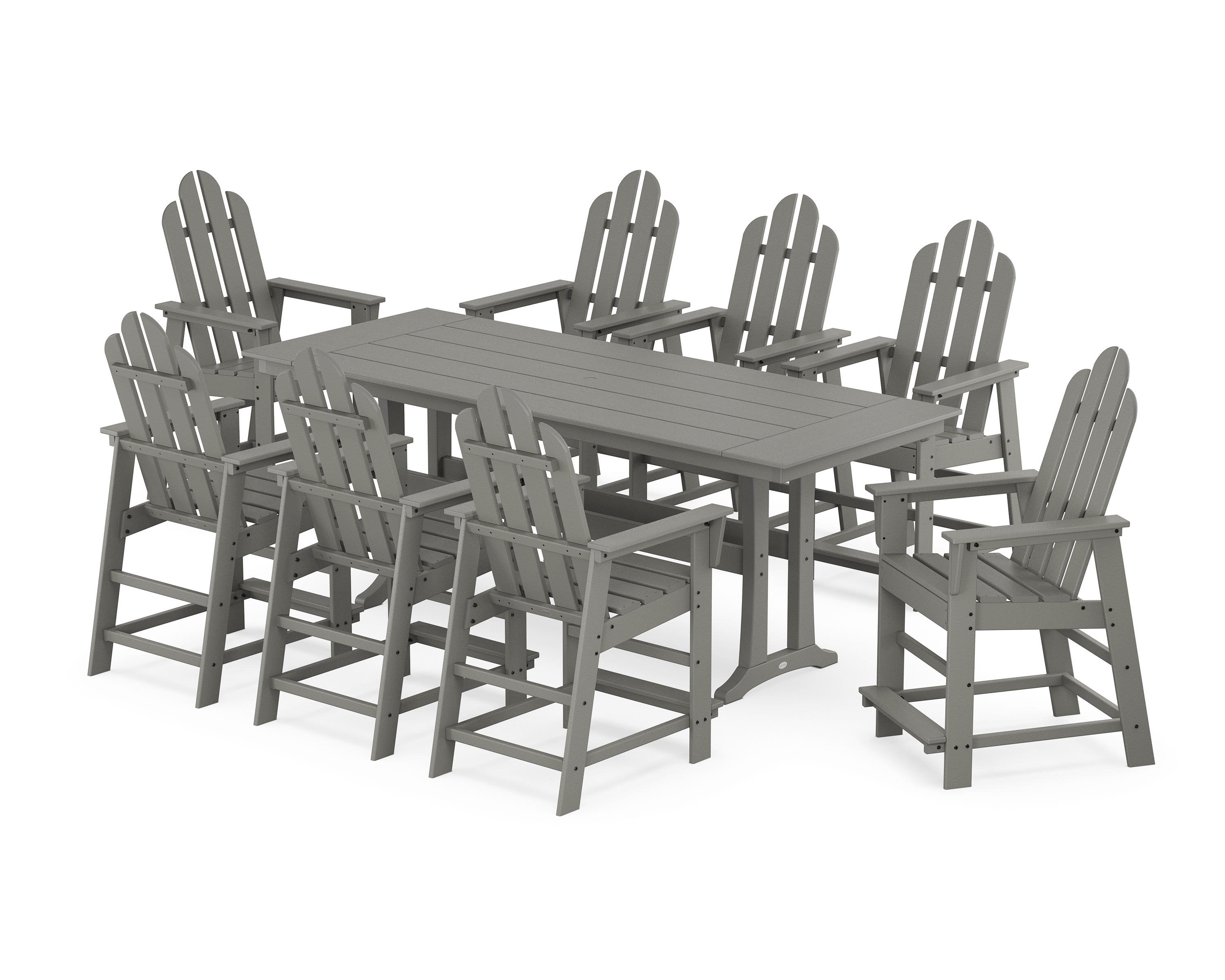 POLYWOOD Long Island 9-Piece Farmhouse Counter Set with Trestle Legs