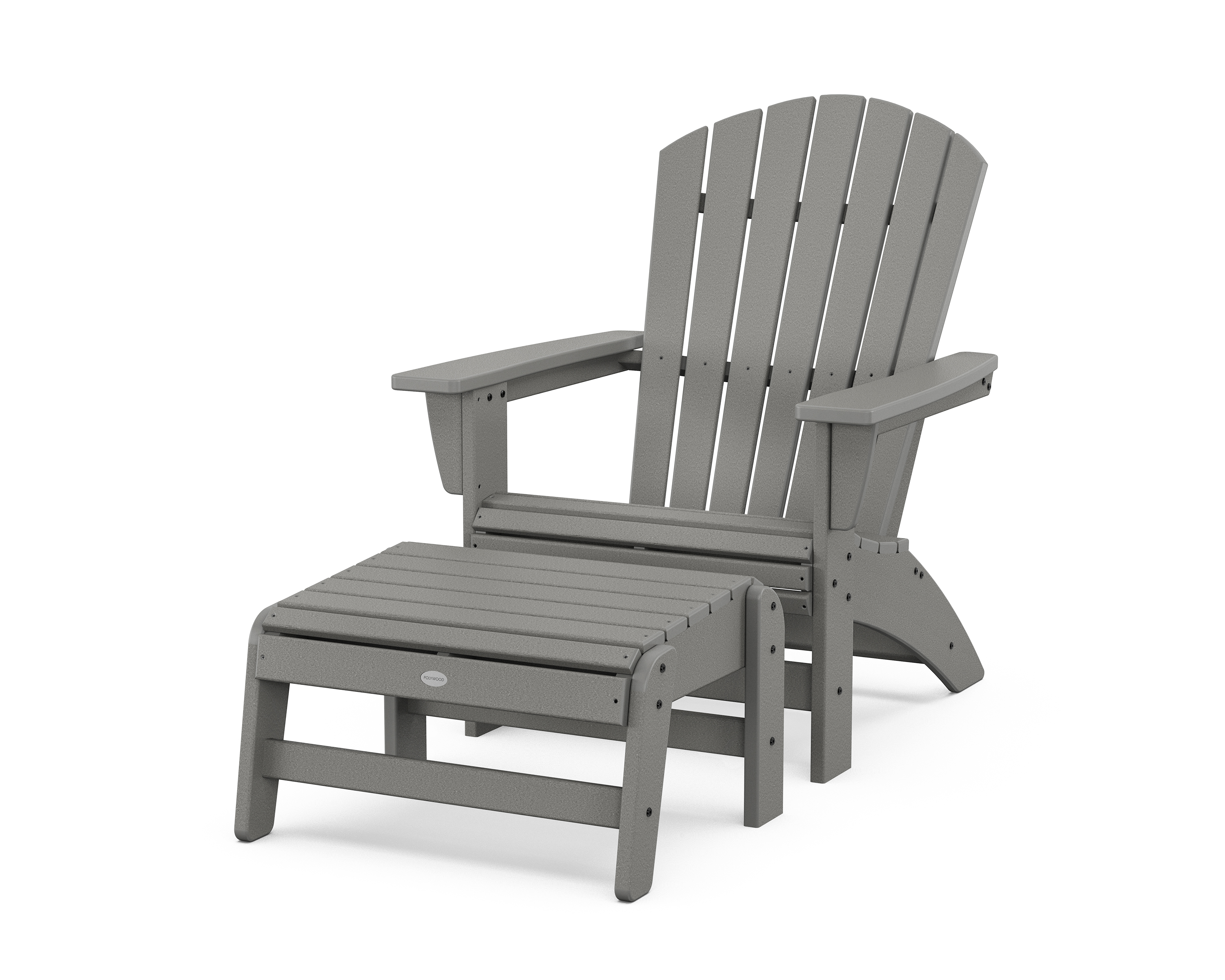 POLYWOOD Nautical Grand Adirondack Chair with Ottoman